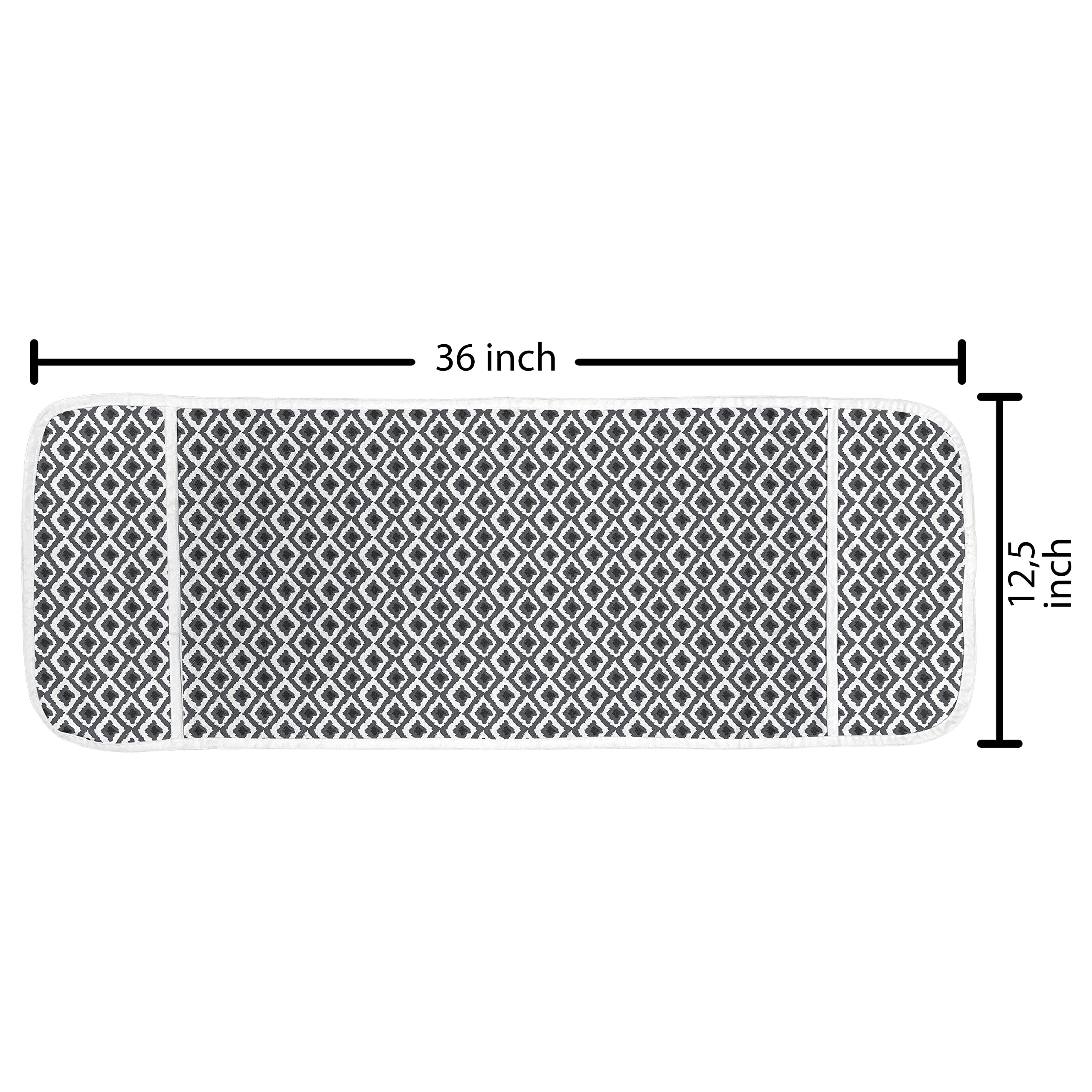 Ambesonne Geometric Microwave Oven Cover - Waterproof Kitchen Organizer with Pockets | Hand-Painted Grey Charcoal Herringbone Design | 36 x 12 Inches | Perfect for Modern Kitchens & Small Appliances Protection