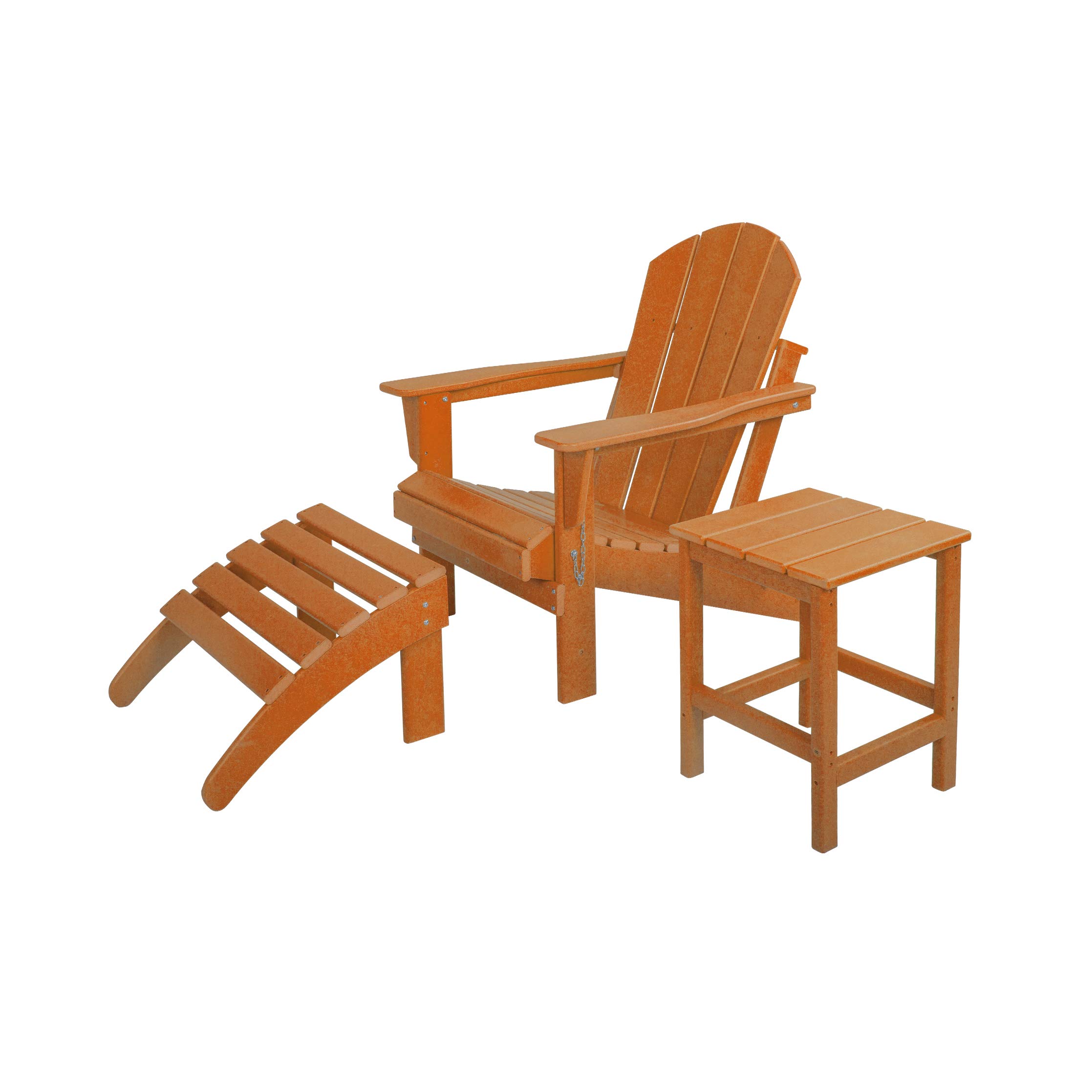 HDPE Adirondack Chair Set with Ottoman & Table - Outdoor Patio Furniture for Garden & Backyard