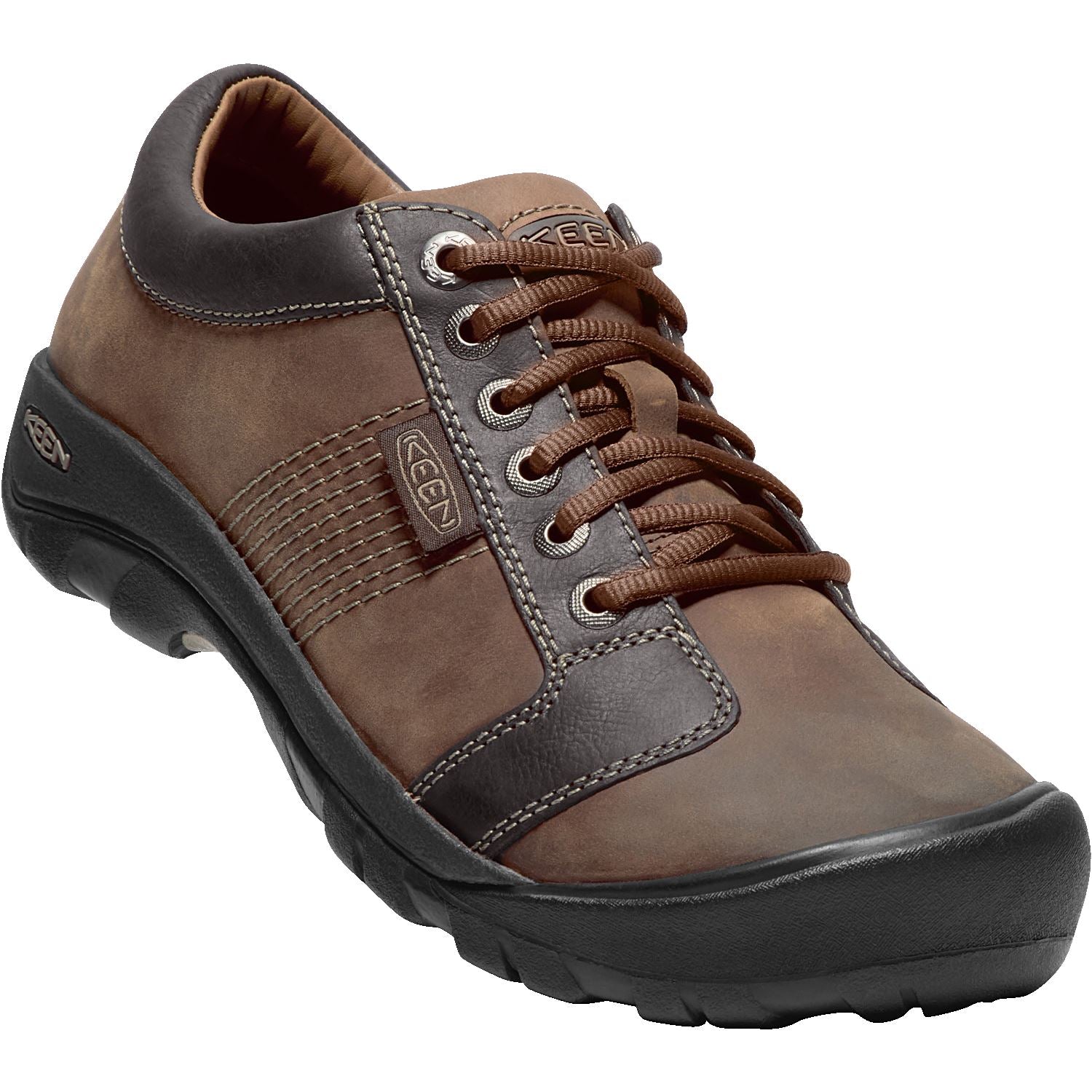 KEEN Austin Men's Hiking Shoes - Chocolate Brown Waterproof Leather Outdoor Boots for Walking, Camping & Trail Adventures