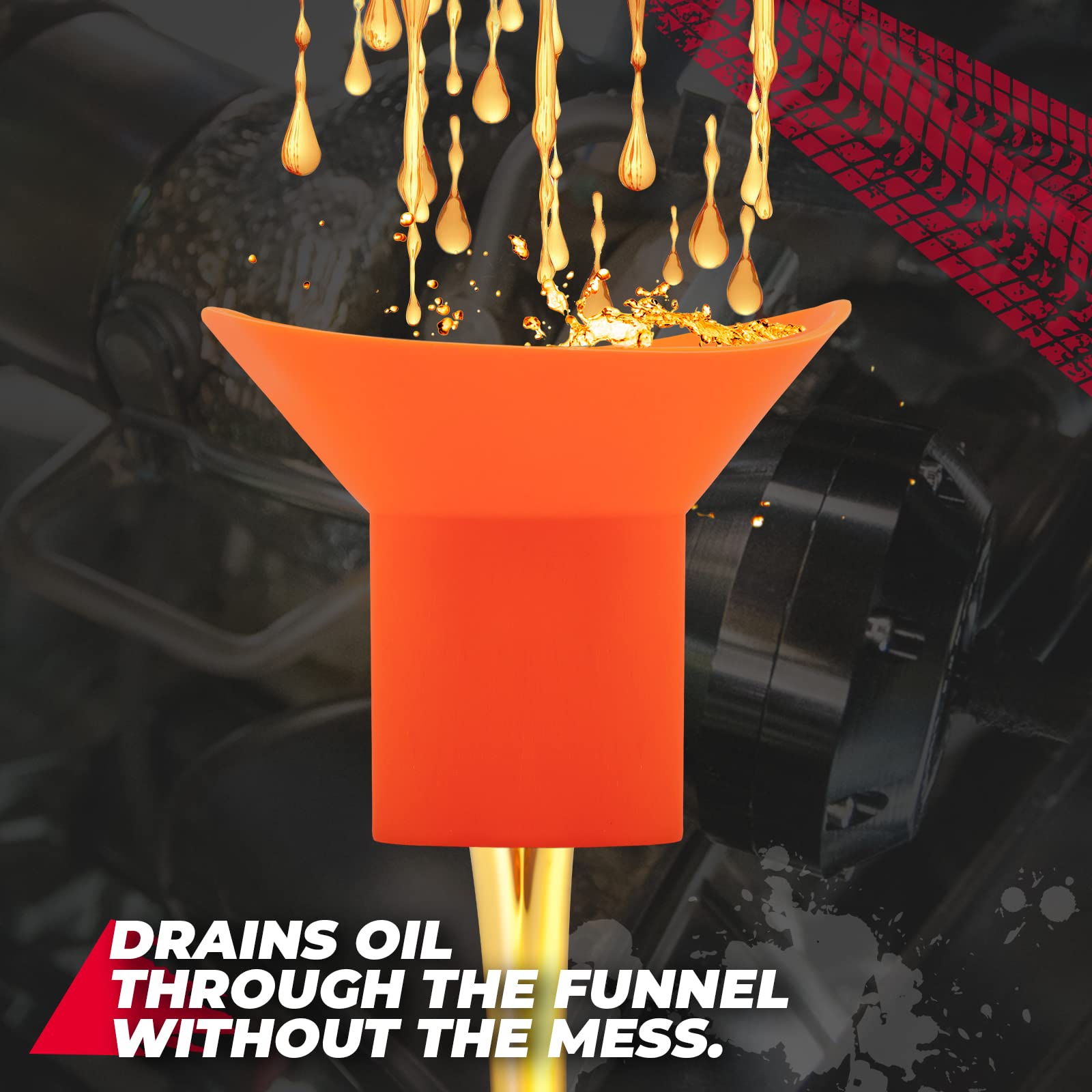 Kemimoto Flexible Silicone Oil Funnel for Can-Am Maverick X3 & Defender | Foldable Automotive Oil Change Funnel | Compatible with UTV, ATV, Cars, Motorcycles & Trucks | Perfect for Garage Maintenance & Off-Road Vehicle Care
