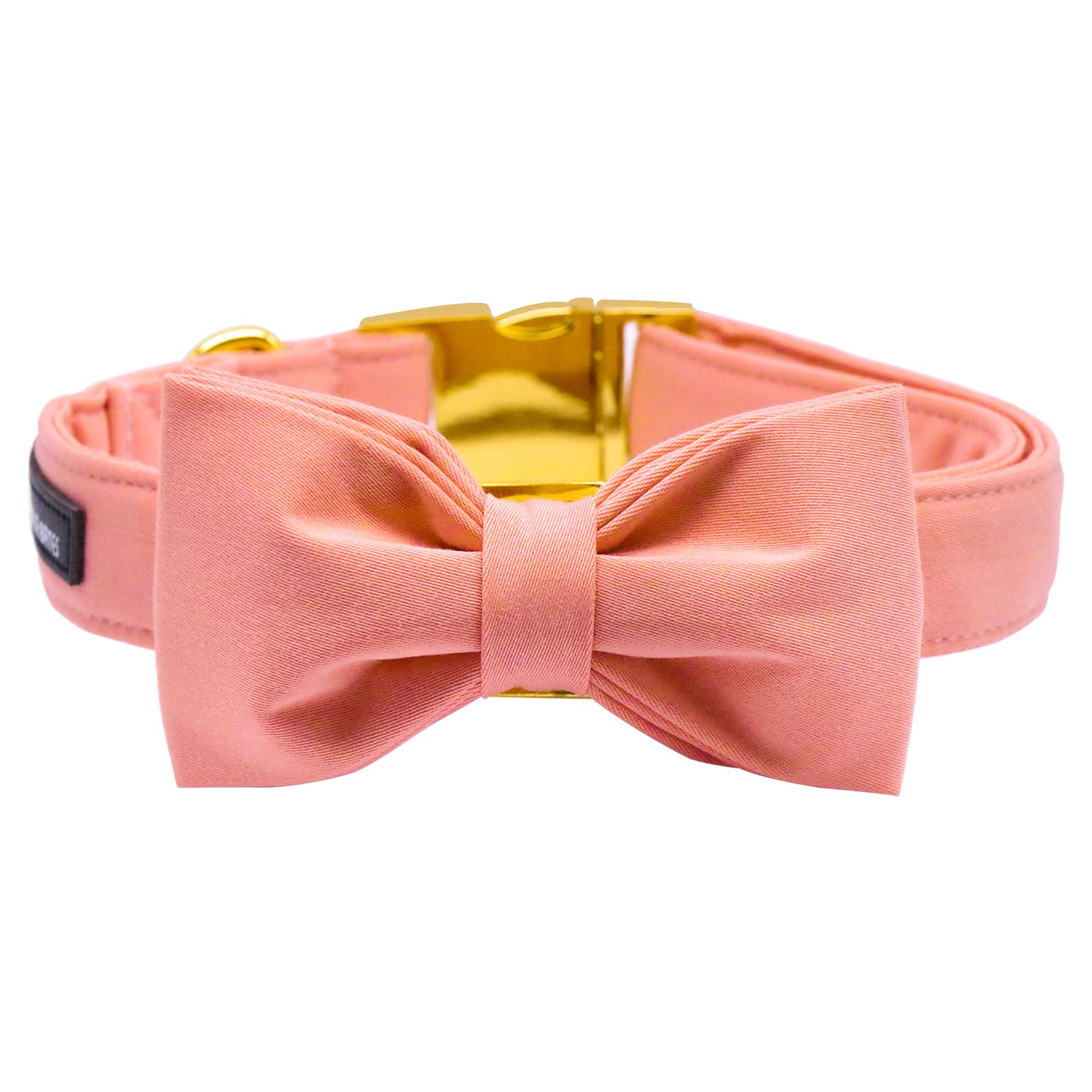 **Maca Bates Adjustable Breakaway Dog Collar with Bow Tie - Pink Solid Color Pet Collar with Golden Metal Buckle for Small, Medium, Large & XL Dogs - Perfect for Birthdays, Parties & Daily Walks**