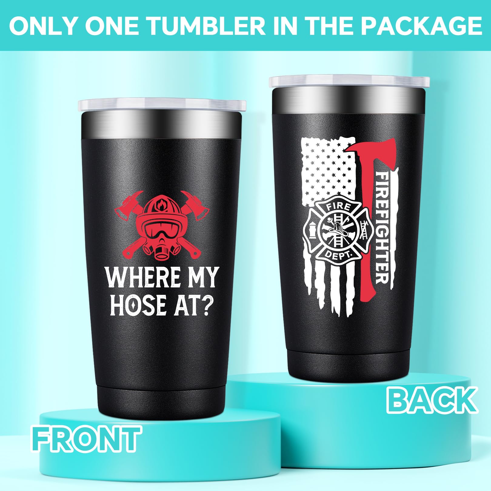 BIRGILT 20oz Firefighter Tumbler Cup - Insulated Stainless Steel Travel Mug for Firemen & Firewomen - Perfect Gift for Father's Day, Birthday, Graduation, Christmas - 