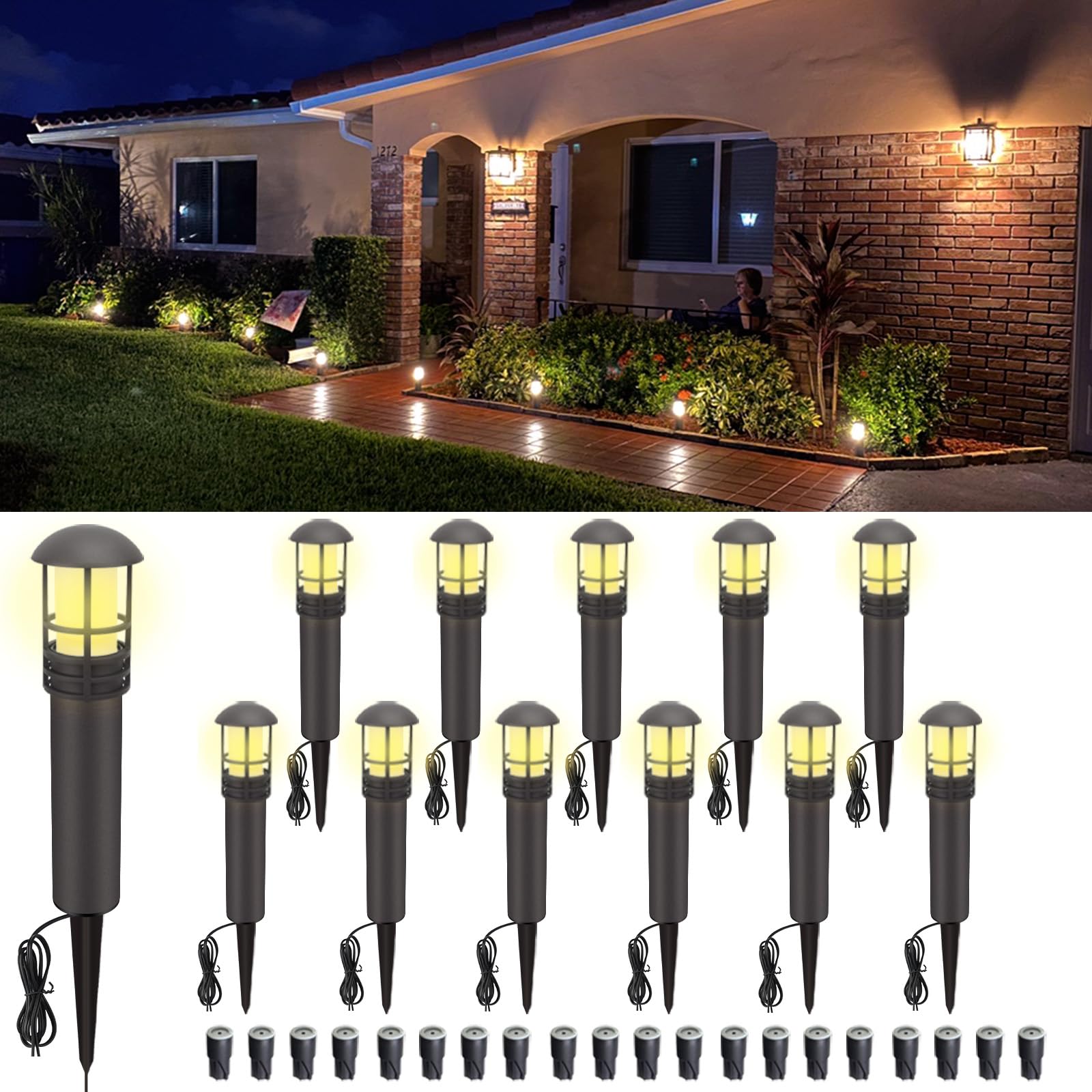 VOLISUN 12-Pack 3W 12V Low Voltage LED Pathway Lights - Outdoor Waterproof Landscape Lighting with Aluminum Housing, ETL Listed, CRI 90+, 3000K Warm White - Perfect for Driveway, Sidewalk, Garden and Backyard Decor
