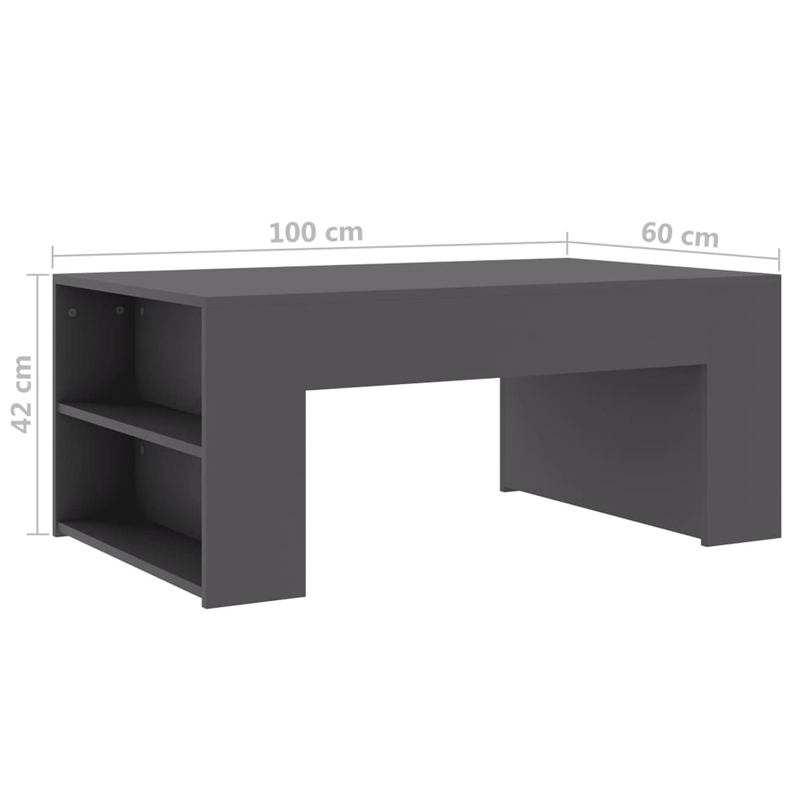 Modern Gray Coffee Table for Living Room - 39.4