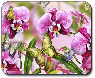 Eco-Friendly Green Butterfly Art Plate Mouse Pad - Non-Slip Desk Mat for Computer & Office Use - Perfect Gift for Home & Office Decor