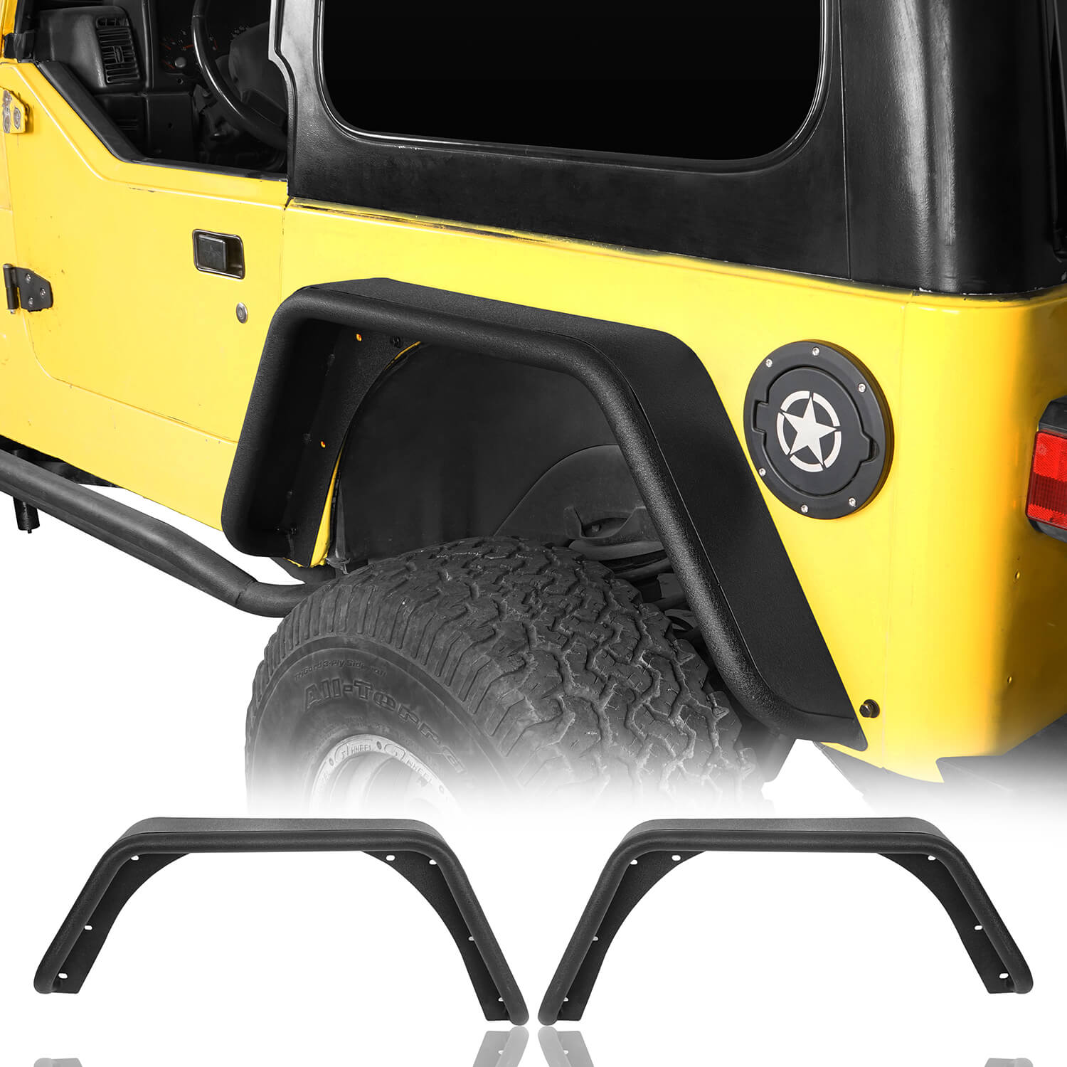 97-06 Jeep Wrangler TJ Rear Tube Fender Flares - Heavy Duty Off-Road Protection for Mud & Rock Crawling