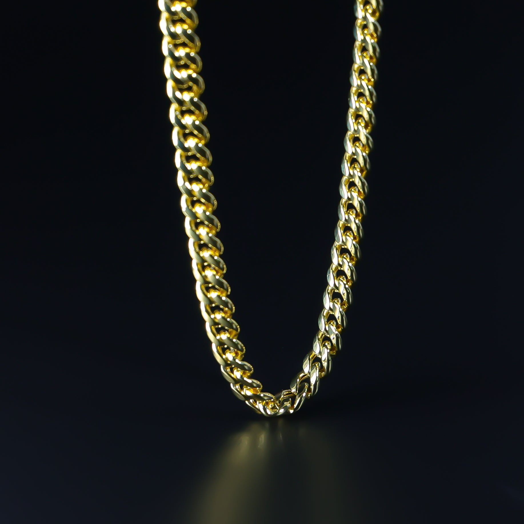 5.7mm Gold Hollow Miami Cuban Chain Necklace for Men - 18K Gold Plated Stainless Steel Hip Hop Jewelry - Perfect for Parties, Gifts & Streetwear Fashion