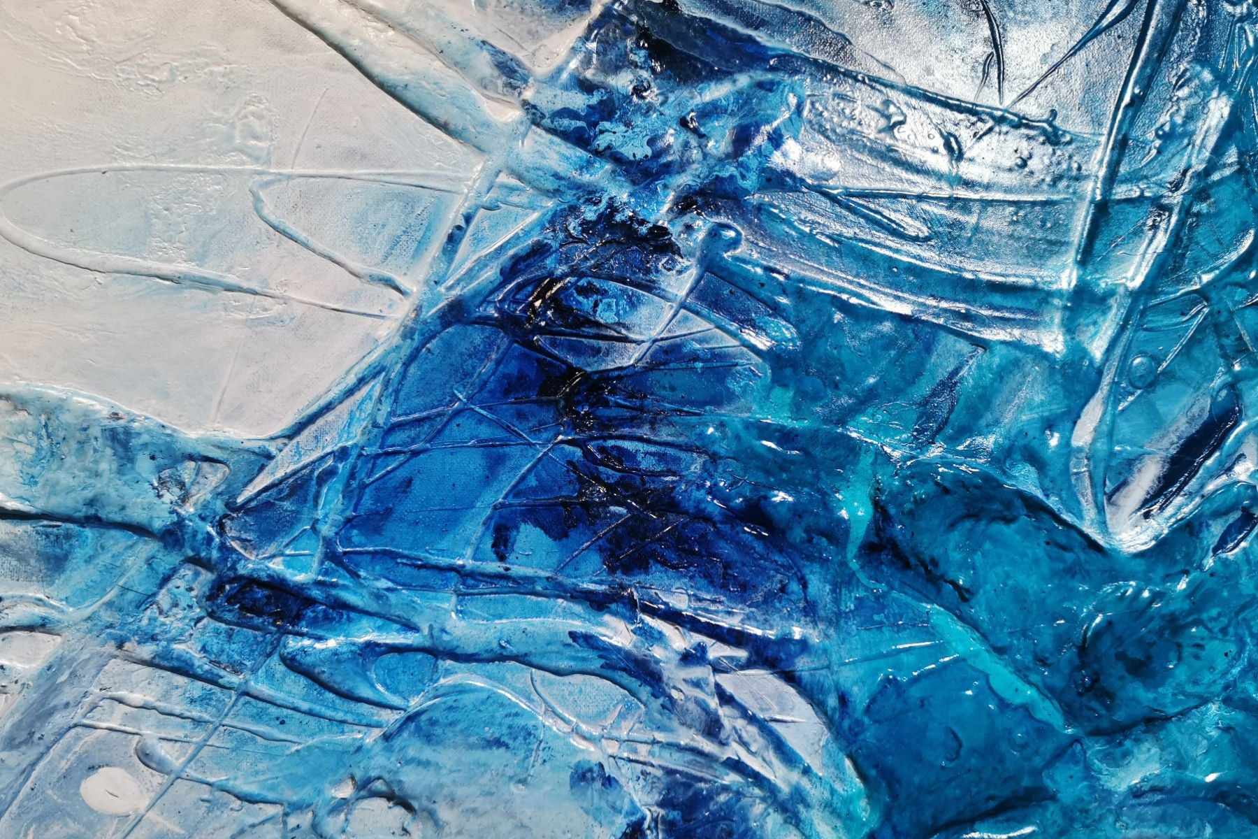 Azure Royalty 270cm x 120cm Blue White Textured Abstract Canvas Art - Modern Wall Decor for Living Room, Bedroom & Office