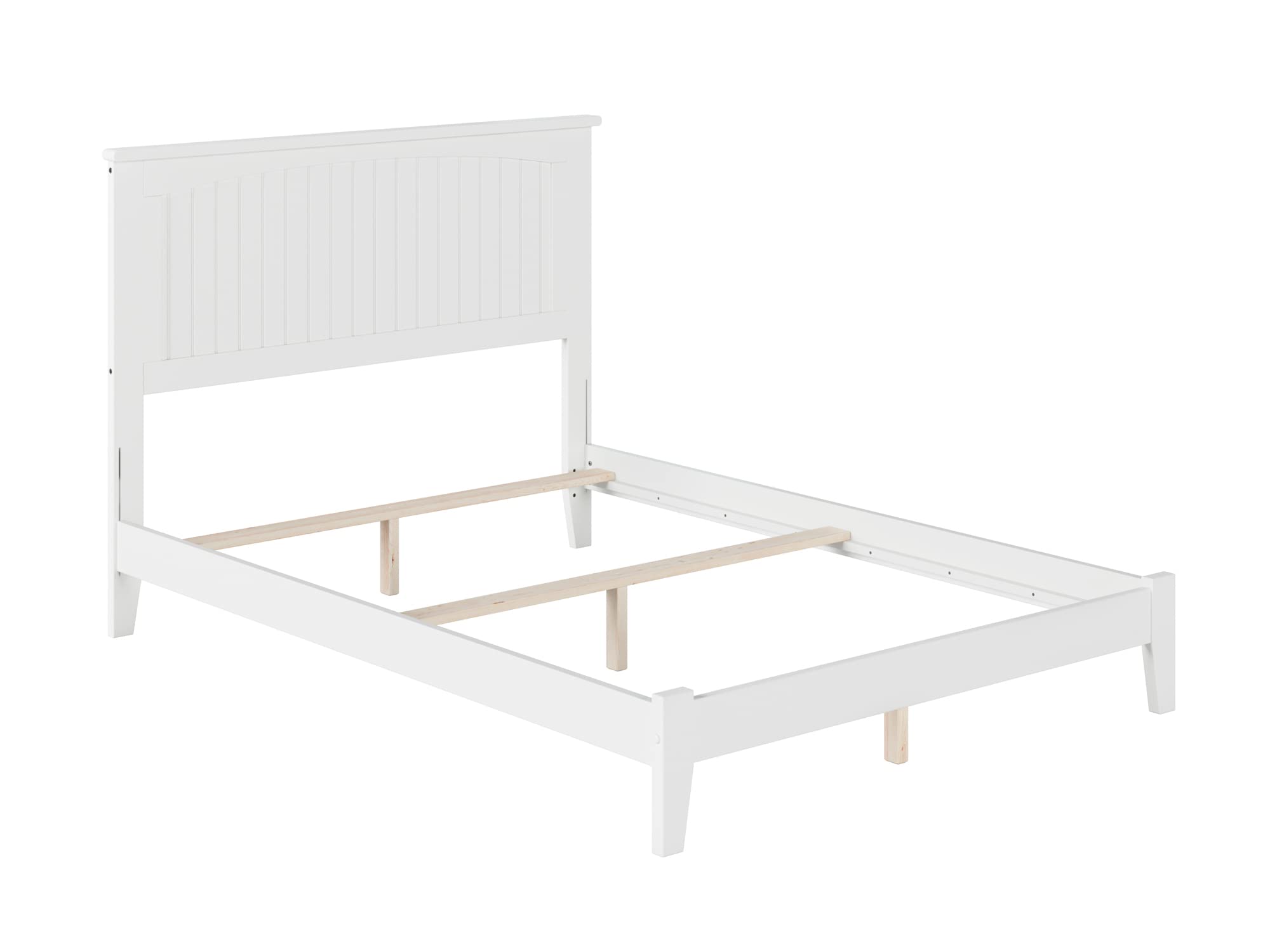 AFI Nantucket Full Size Bed Frame with USB Charging Ports - Modern White Platform Bed for Bedroom, Guest Room & Dorm - Sturdy Wooden Foundation with Easy Assembly & Attachable Charging Station