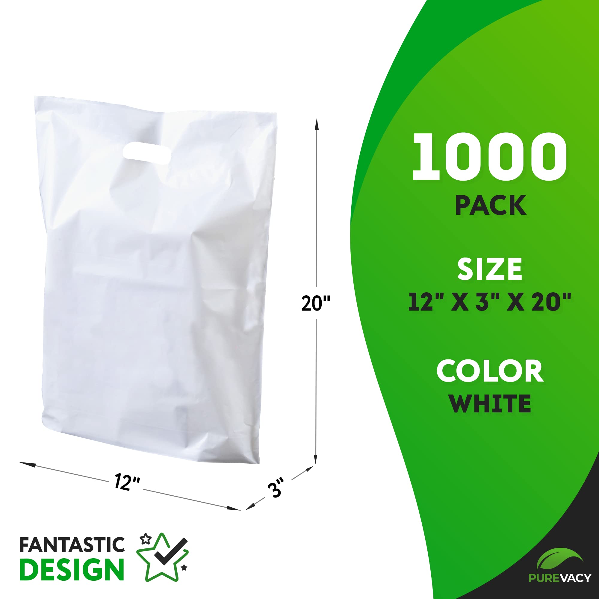 Premium White Die-Cut Handle Plastic Bags - 12