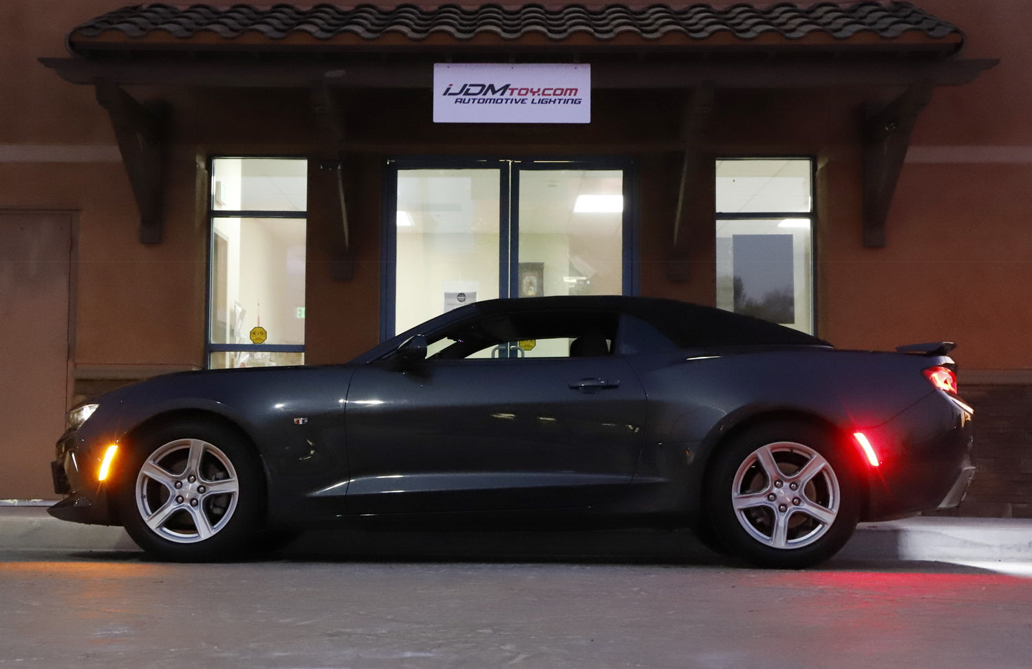 Dark Smoked Lens Rear Red Full LED Side Marker Lights for 2016-2023 Chevy Camaro - Enhanced Visibility & Style for Night Driving & Car Shows