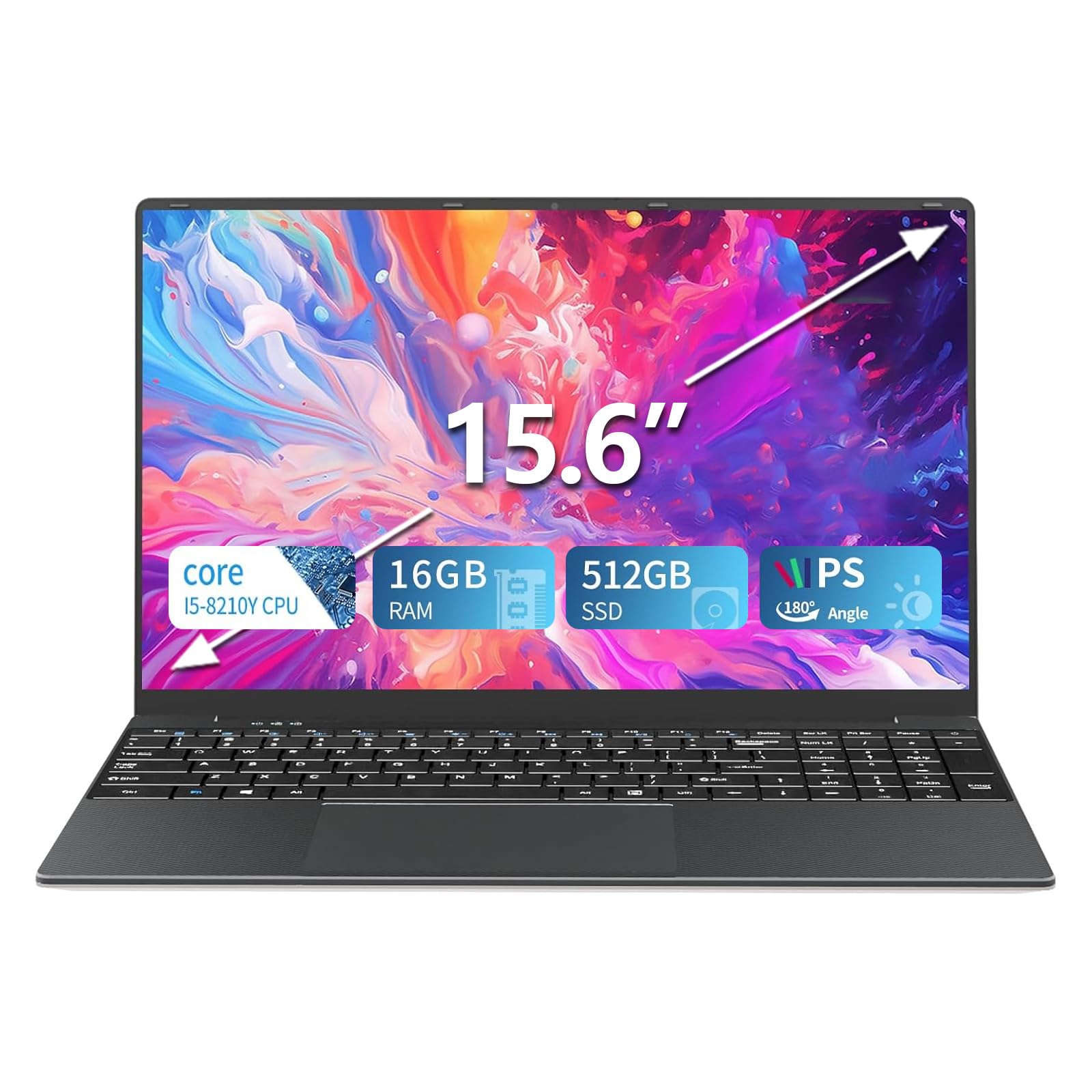 KUU 15.6 Inch Gaming Laptop - Intel Core i5 Processor up to 3.60GHz, 16GB RAM, 512GB SSD, Full HD IPS Display, 180° Hinge - Perfect for Students, Business & Home Office Use
