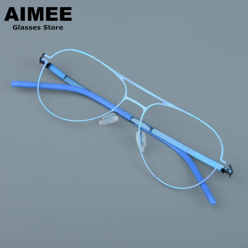Aimee Unisex Full Rim Oval Double Bridge Steel Eyeglasses 14052 - Stylish & Durable Eyewear for Men & Women - Perfect for Work, Reading & Everyday Fashion