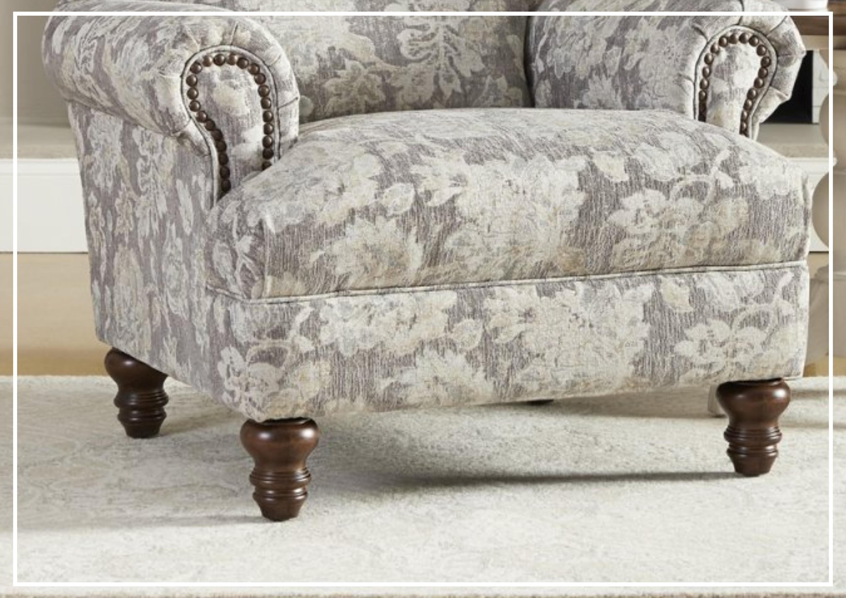 Klaussner Barnum Traditional Fabric Accent Chair with Rolled Arms - Comfortable Upholstered Living Room Chair for Home, Office & Reading Nook