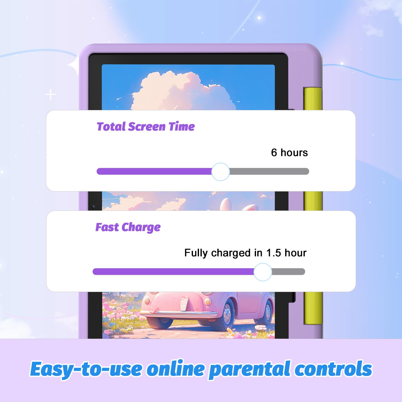 10 Inch Kids Tablet with Android 14 | Octa-Core 64GB Storage (Expandable to 1TB) | WiFi Children's Learning Tablet with Parental Controls & Dual Camera | Includes Protective Case | Perfect Educational Gift for Toddlers & Kids | Ideal for Homeschooling, Travel, and Interactive Learning