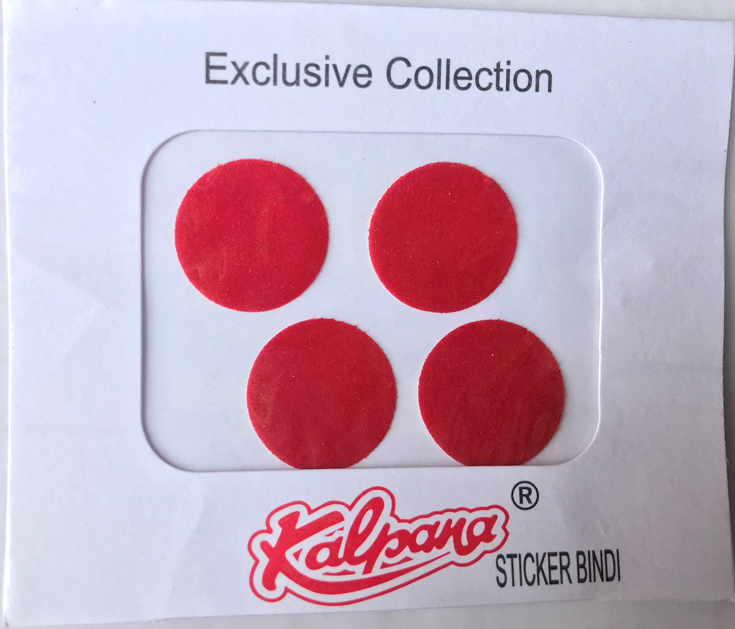 Authentic Kalpana Bindi Red Round Sticker Card Kumkum - Pack of 12 (0 Size) for Hindu Puja, Wedding & Festival Makeup | Traditional Indian Forehead Dot Decoration