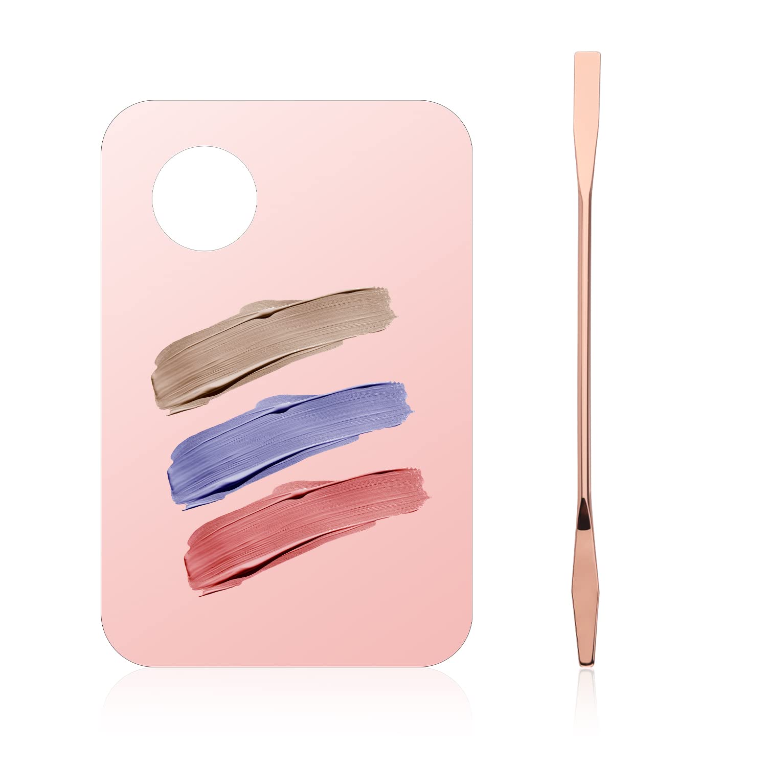 LUTER Acrylic Makeup Spatula & Mixing Palette Set - Foundation & Nail Art Cosmetic Tool Kit with Stainless Steel Spatula (Pink) | Perfect for Professional Makeup Artists & DIY Beauty Enthusiasts