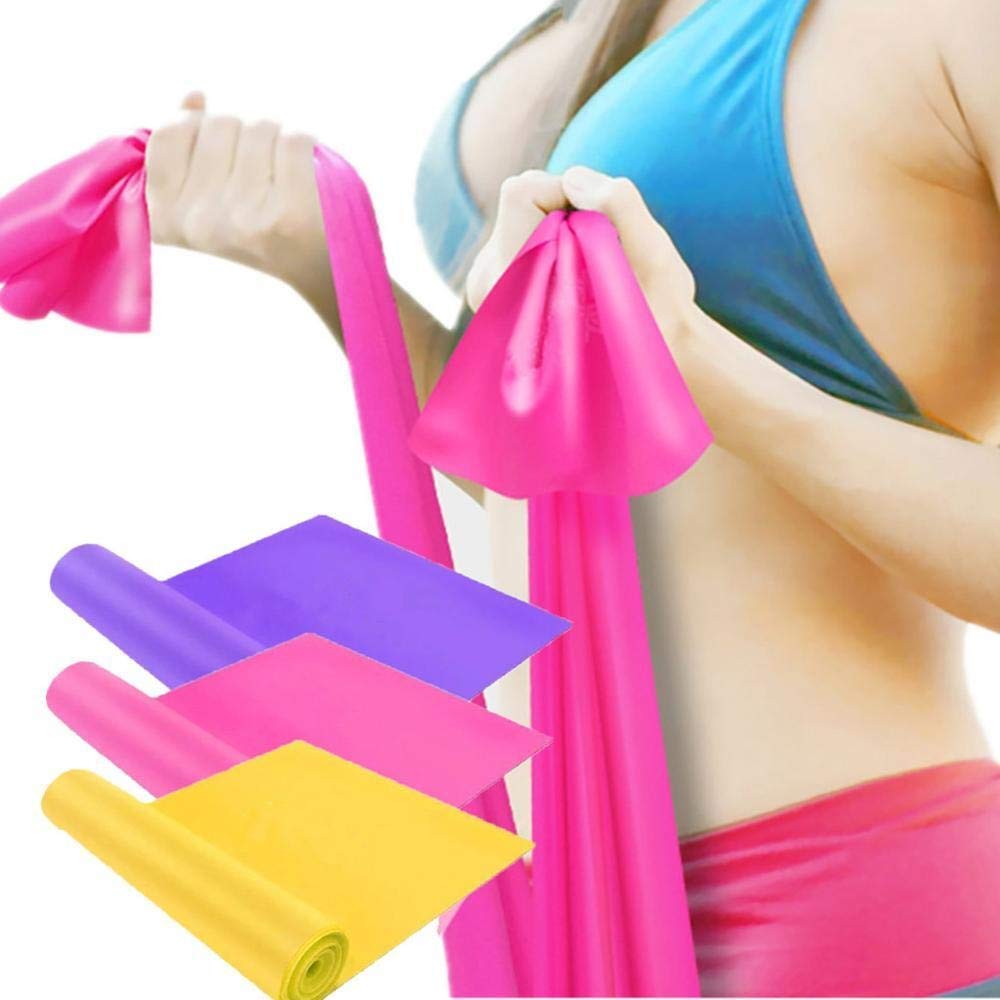 3Pcs Elastic Yoga Pilates Stretch Resistance Bands - 1.5m Long Fitness Exercise Rubber Bands for Home Gym, Physical Therapy & Workout - Multi-Color Set for Strength Training & Flexibility