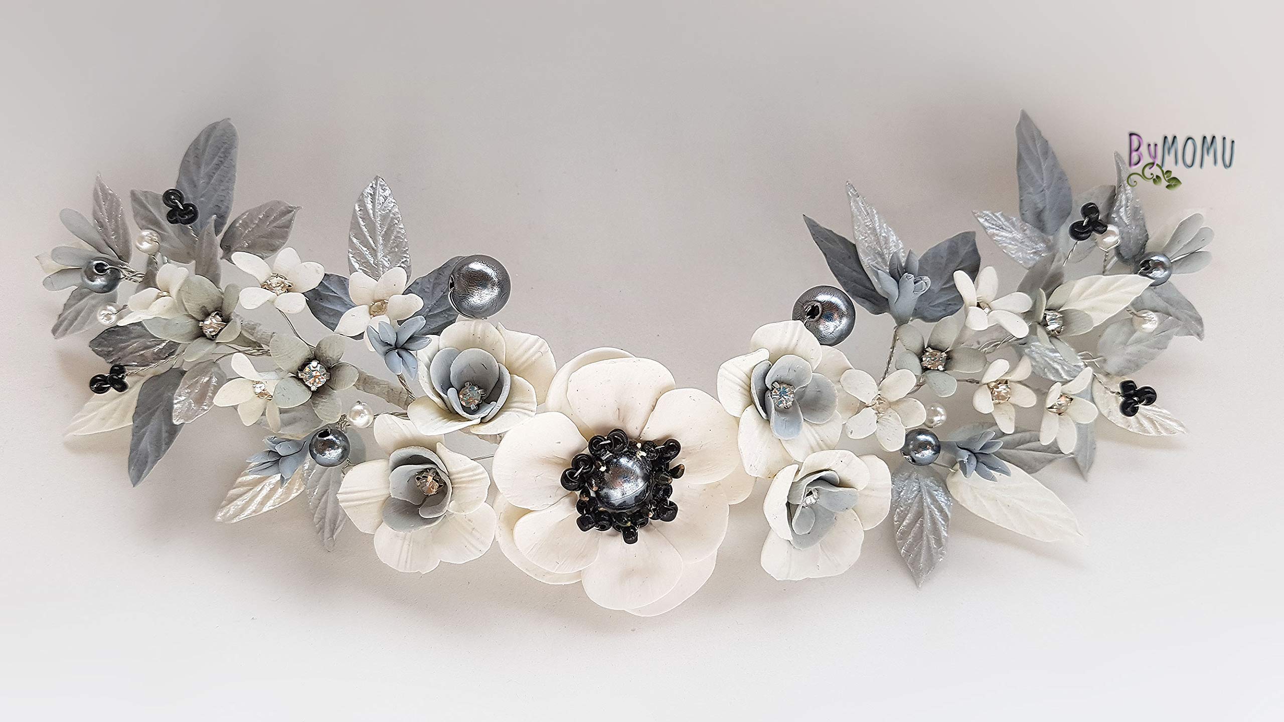 Elegant White Cold Porcelain Flower Bridal Hair Comb - Handmade Bride Hair Accessories for Wedding, Bridal Shower & Special Occasions