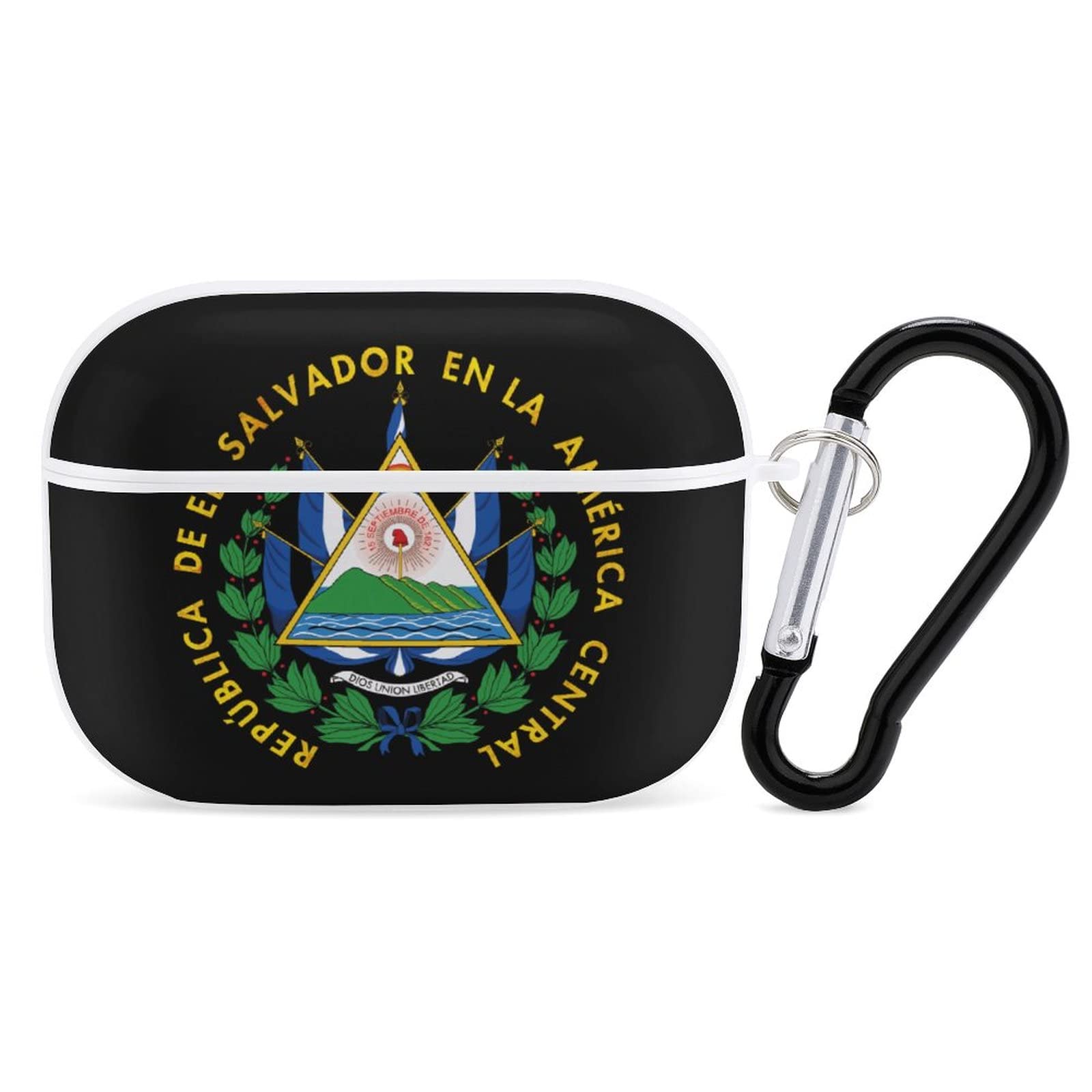 El Salvador Coat of Arms AirPods Pro Case - Durable Anti-Drop Protective Cover with Keychain (White) - Perfect for Travel, Gym & Daily Use
