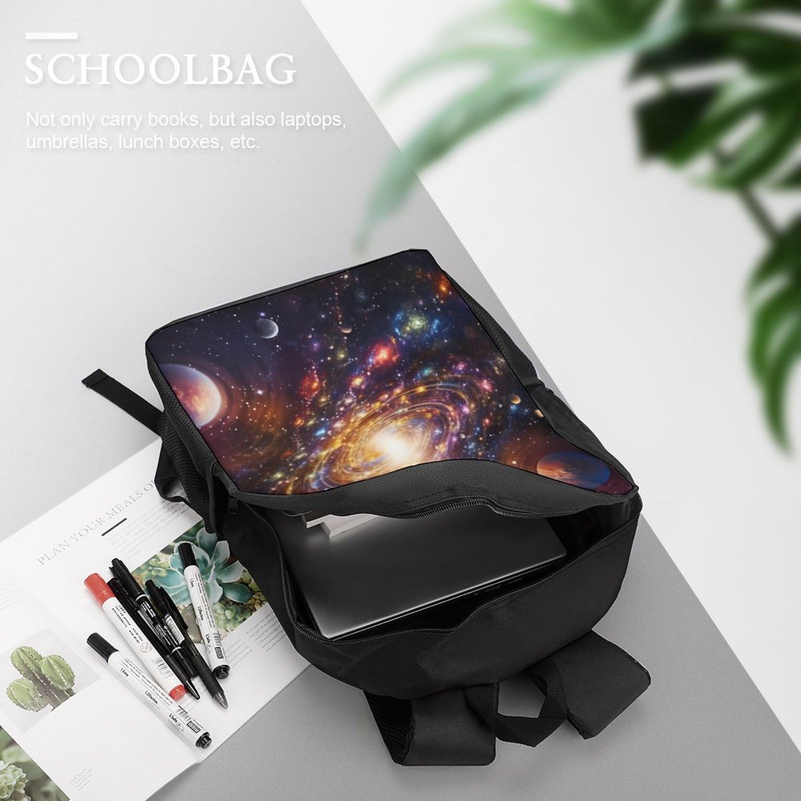 NoveAurora Galaxy 3D Printed Kids Backpack - 17 Inch Large Capacity School Bookbag for Boys & Girls, Durable Travel Rucksack for School, College, Hiking & Daily Use