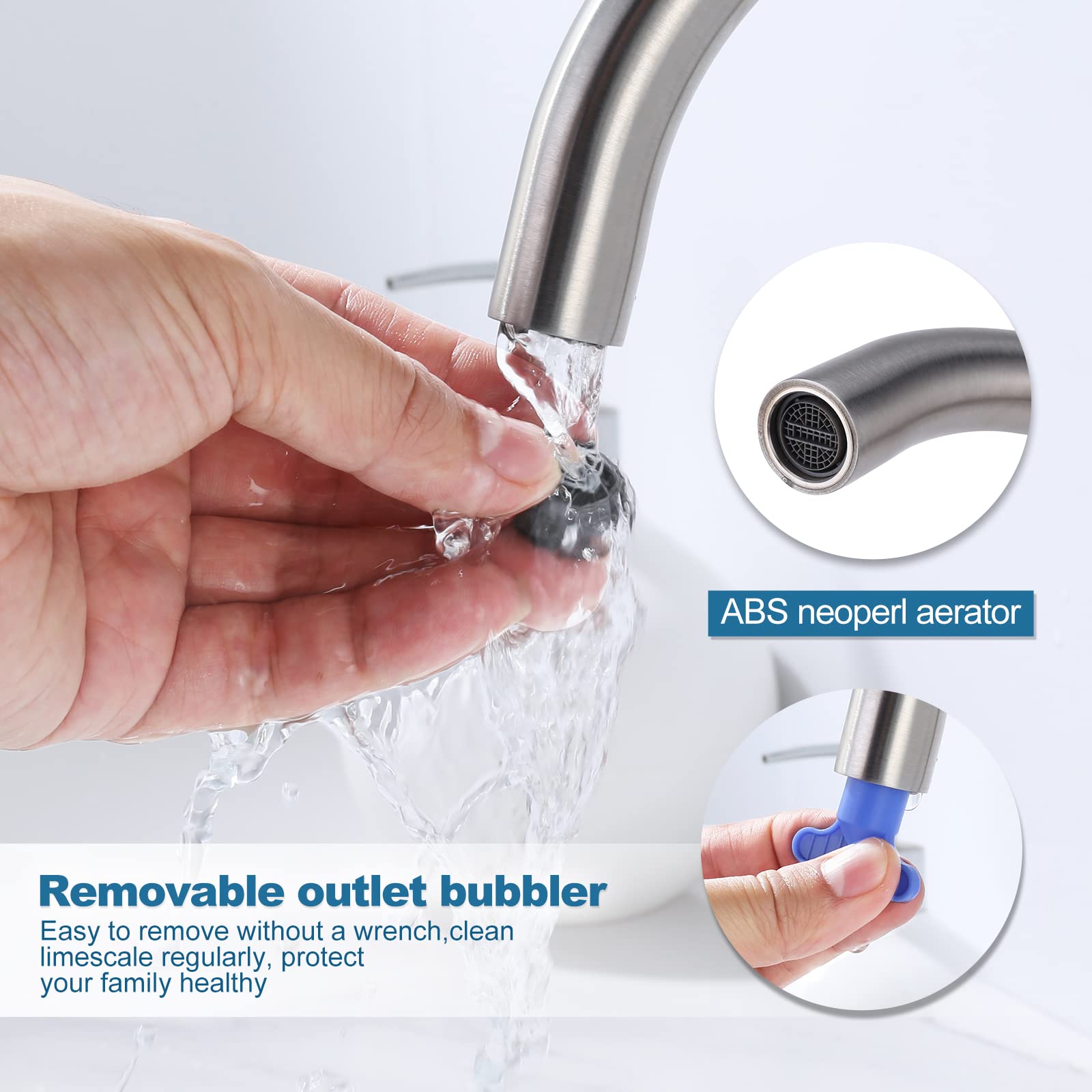 Touchless Automatic Bathroom Faucet - Tall Waterfall Single Hole Sink Faucet with Control Box & Temperature Mixer, Brushed Nickel Finish for Modern Vanity - Perfect for Hygienic Hand Washing in Home, Hotel, and Restaurant Bathrooms