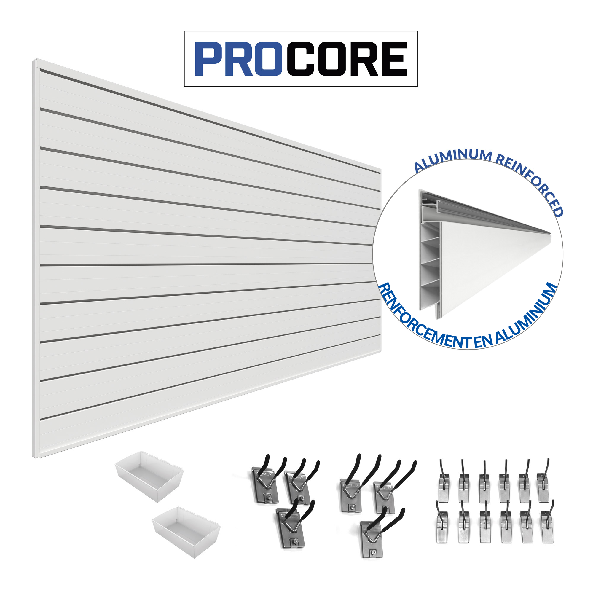 Procore Slatwall Organizer Bundle - Wall Mounted Storage System for Retail & Garage Organization - Perfect for Stores, Garages, and Home Organization