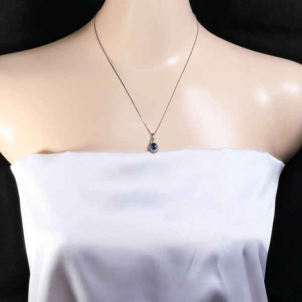 18K White Gold Sapphire and Diamond Necklace for Women - Elegant Jewelry Gift for Anniversary, Wedding, or Special Occasion