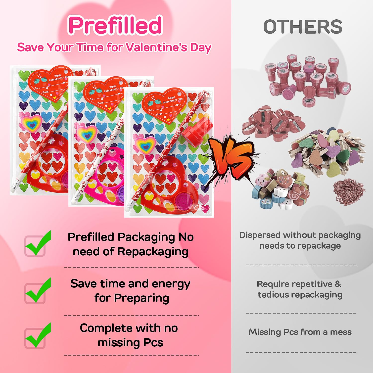 TOY Life 196 Pcs Prefilled Valentine's Day Goodie Bags - Classroom Exchange Gifts for Kids, Students & Teachers - Includes Valentine Pencils & Treats - Perfect for School Parties, Classroom Rewards & Holiday Celebrations