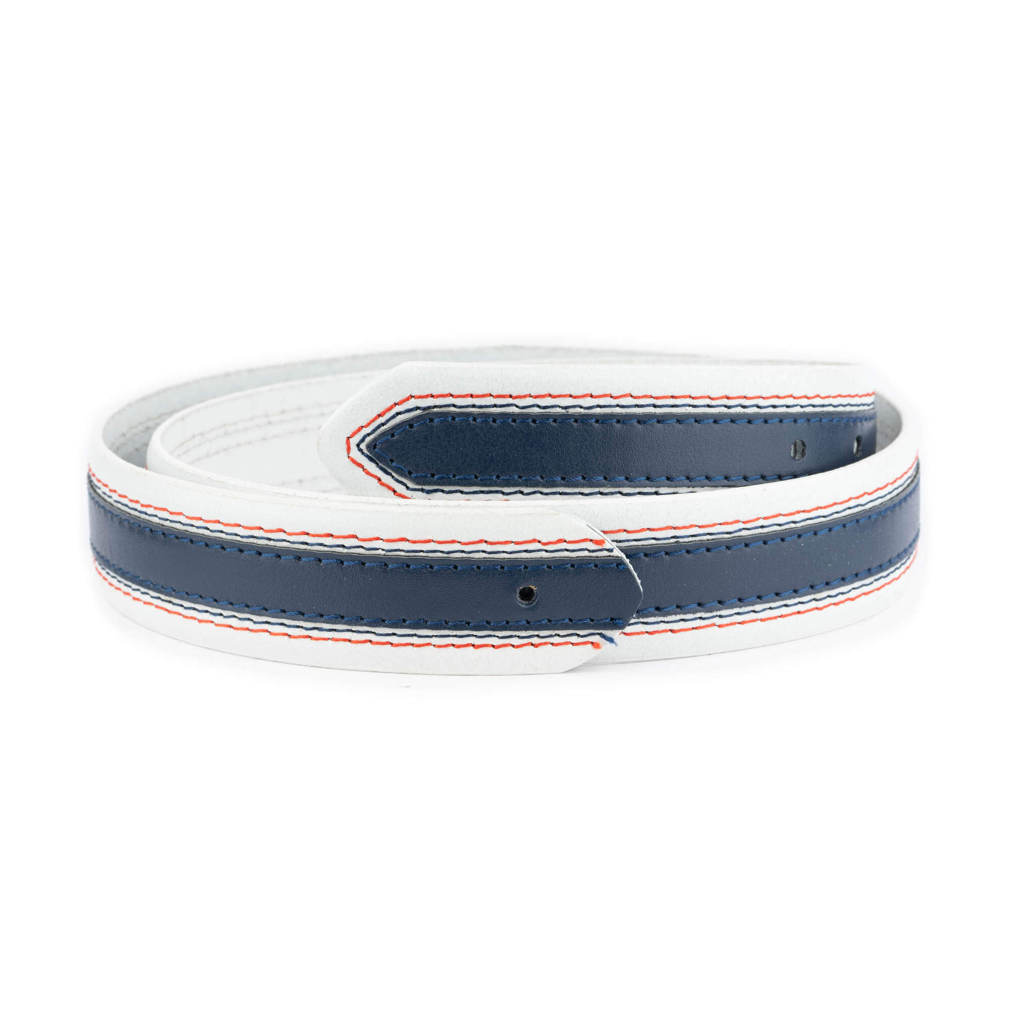 Men's White & Blue Leather Belt Strap Replacement for Montblanc Buckle - Perfect for Business, Casual & Formal Wear