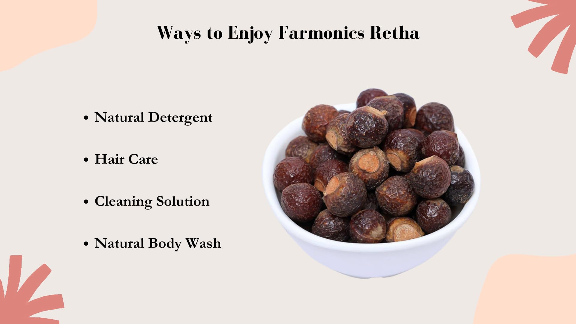Organic Soap Nuts for Hair Care - Farmonics Whole Dried Reetha (250g) | Natural Shampoo Alternative | Chemical-Free Hair Cleanser for Sensitive Scalp & Eco-Friendly Laundry | Perfect for DIY Beauty & Sustainable Living
