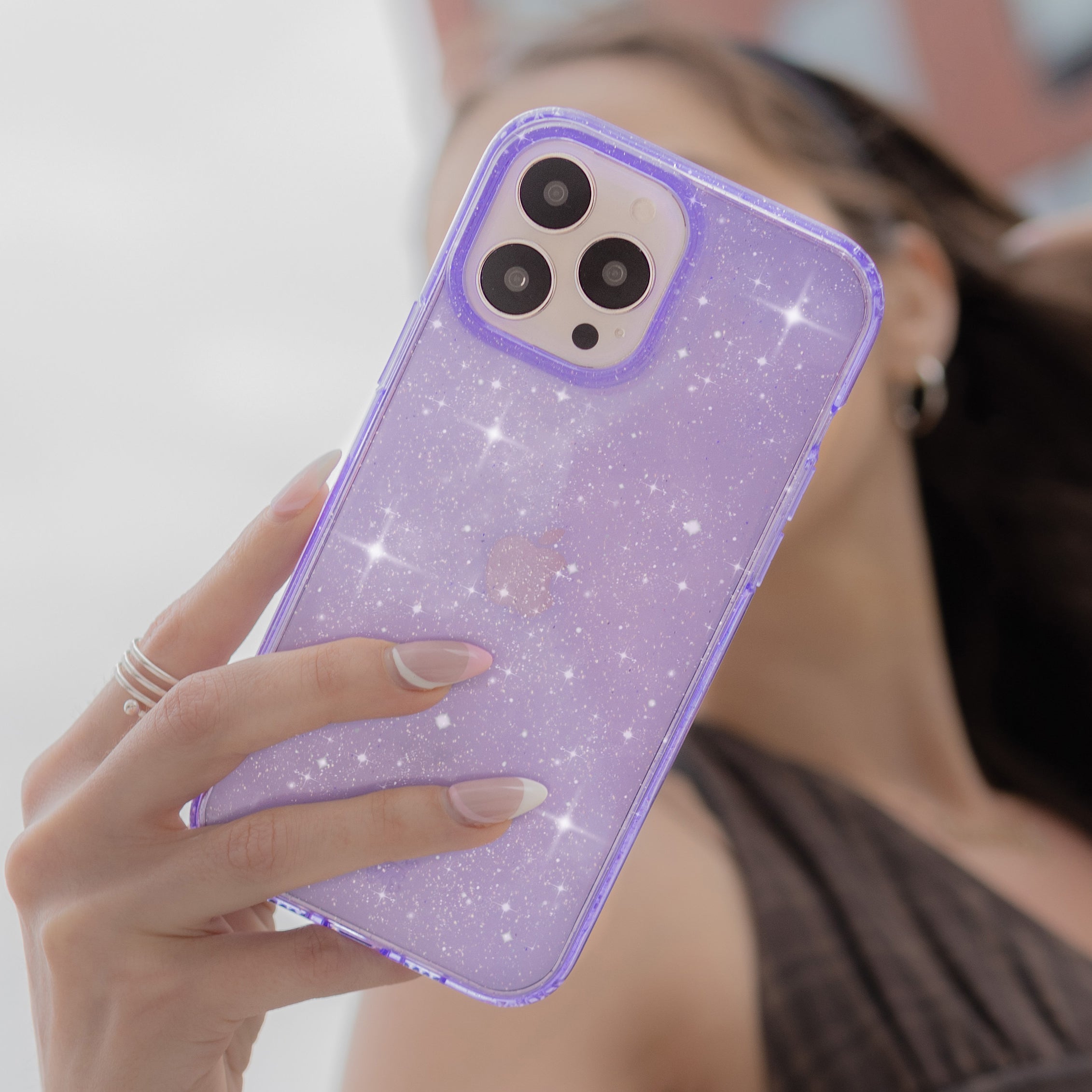 Lilac Stardust Glitter iPhone Case - Protective & Stylish Phone Cover for iPhone 13/14/15 - Perfect for Parties, Festivals & Everyday Use