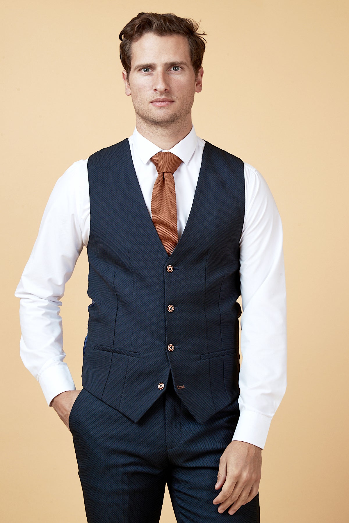 Premium Navy Blue Three-Piece Suit for Men - Tailored Business Formal Attire - Perfect for Weddings, Office Meetings & Special Occasions