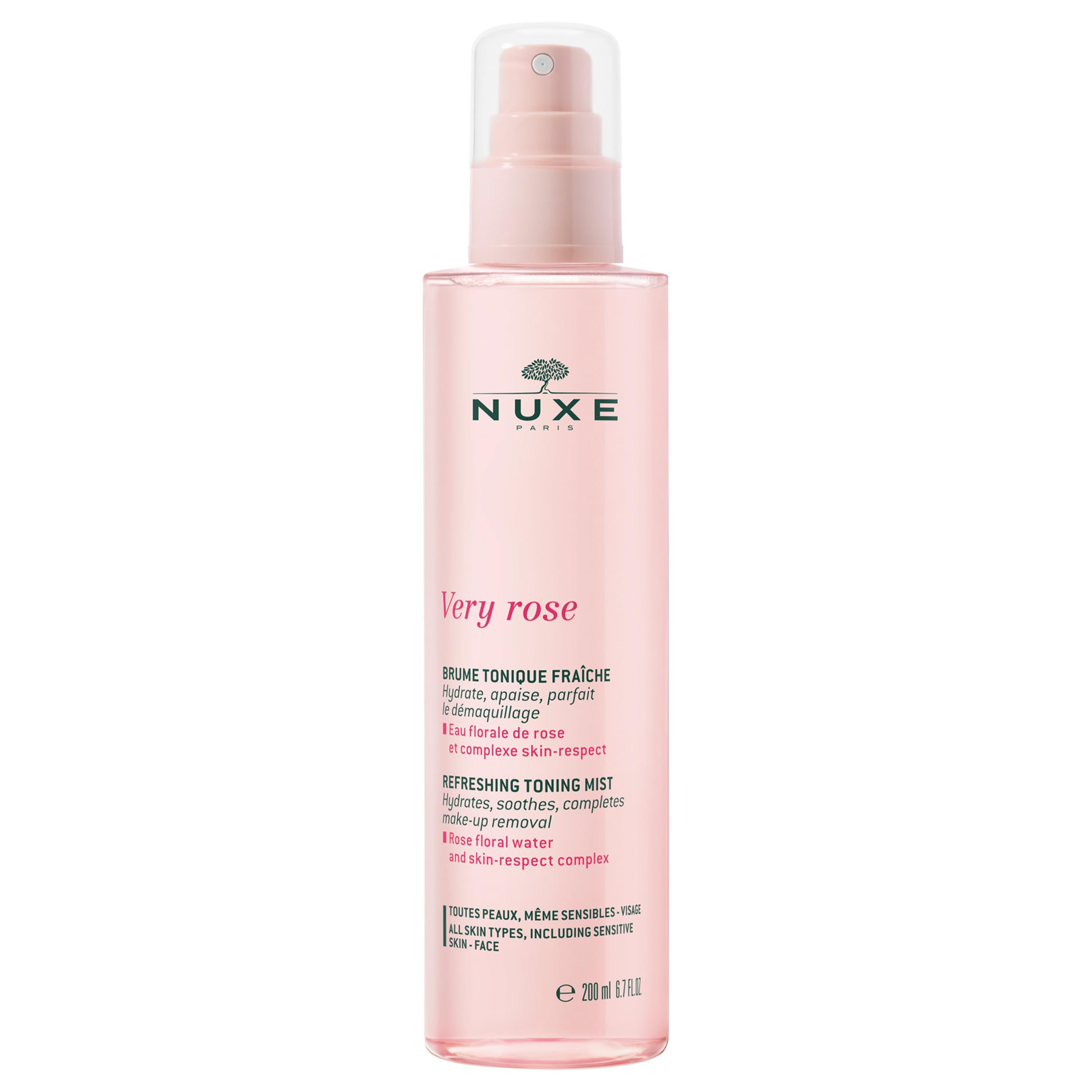 NUXE Very Rose Refreshing Toner Mist for Face - 200ml Hydrating & Purifying Rose Water Spray for Dry & Sensitive Skin - Perfect for Travel, Gym & On-the-Go Skincare Refresh