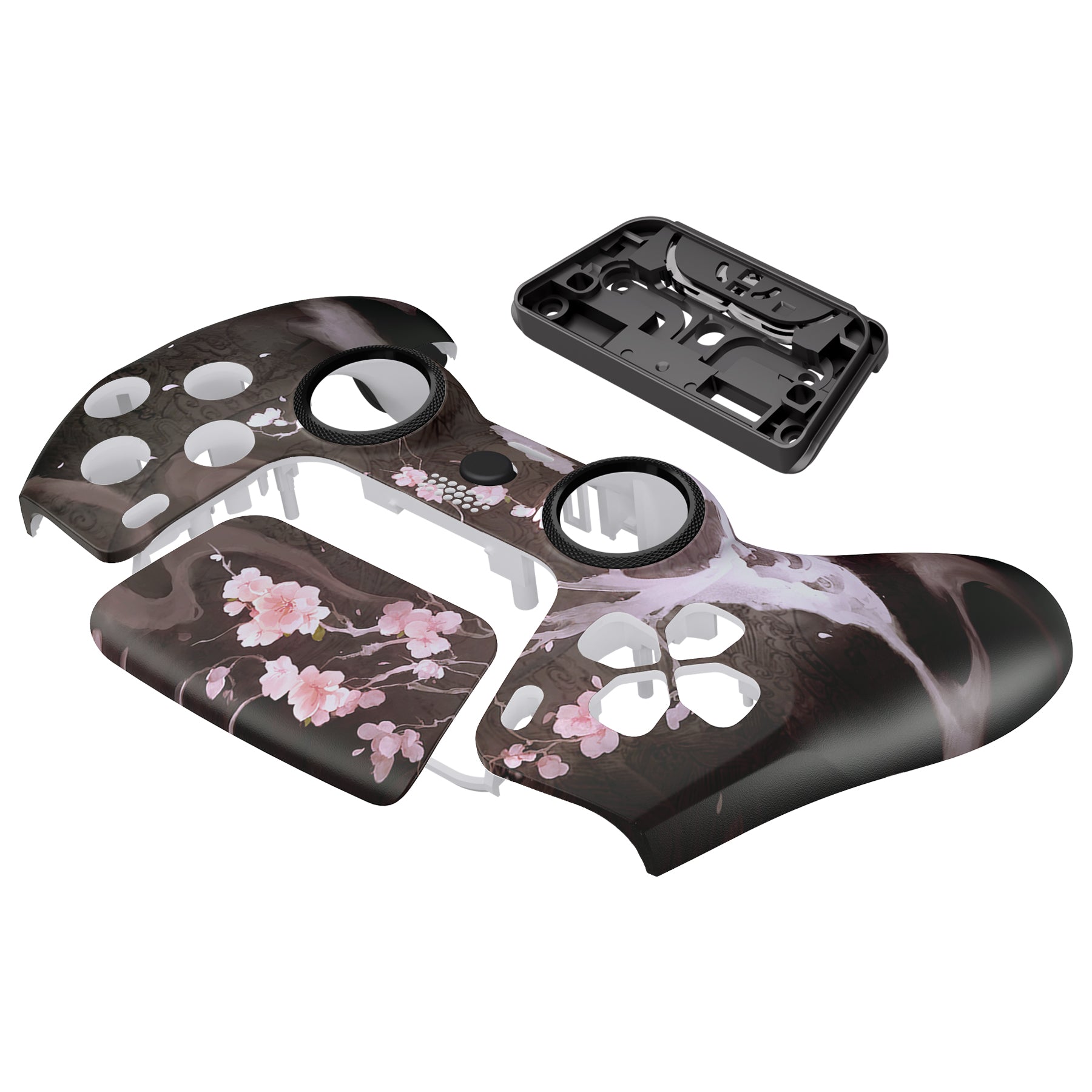 eXtremeRate LUNA Redesigned PS5 Controller Front Shell with Touchpad - Compatible with BDM 010/020/030/040/050 Models - Blossom In The Darkness Design - Perfect for Gaming, Customization & Controller Repair