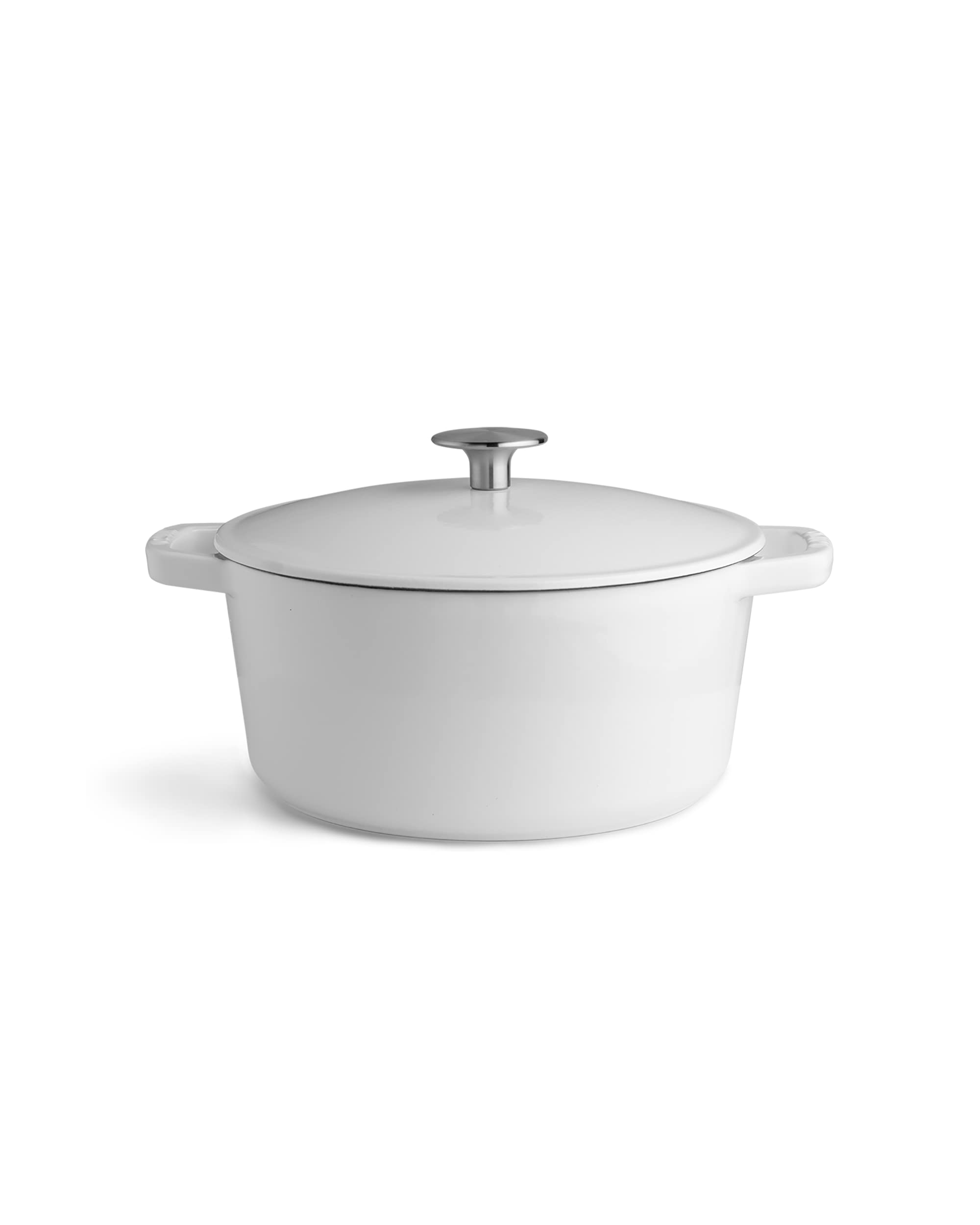 Premium 3.5-Quart Enameled Cast Iron Dutch Oven with Lid - Oven & Dishwasher Safe Casserole Pot - Durable Enamel Coating Inside & Out - White with Silver Knob - Perfect for Braising, Stewing & Baking at Home