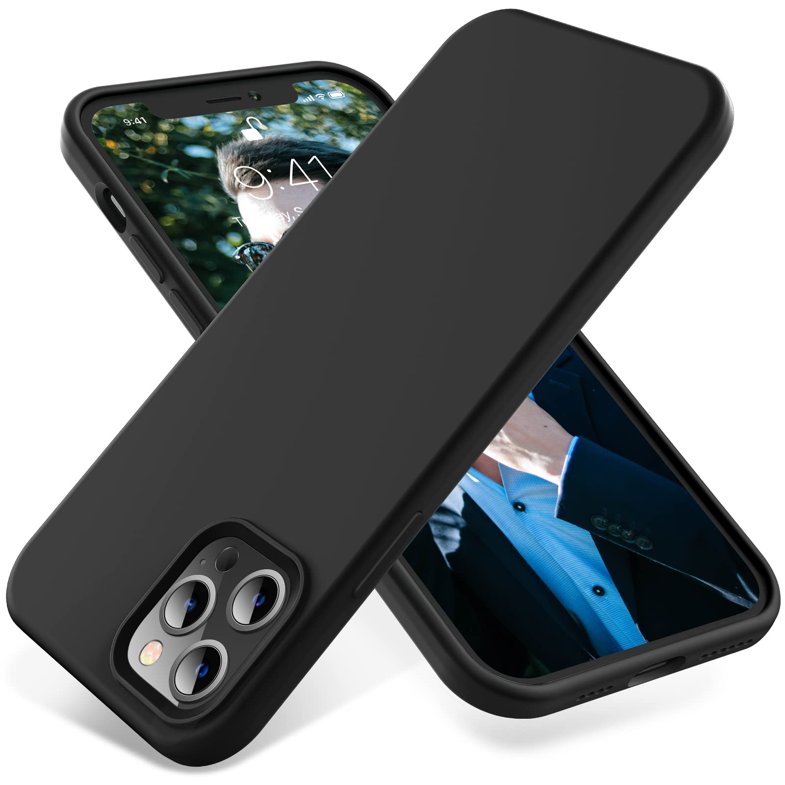 OTOFLY Premium Soft Liquid Silicone Case for iPhone 12 Pro Max 6.7 Inch (2020) - Shockproof Full Body Protection with Silky Touch - Perfect for Daily Use, Work & Travel (Black)