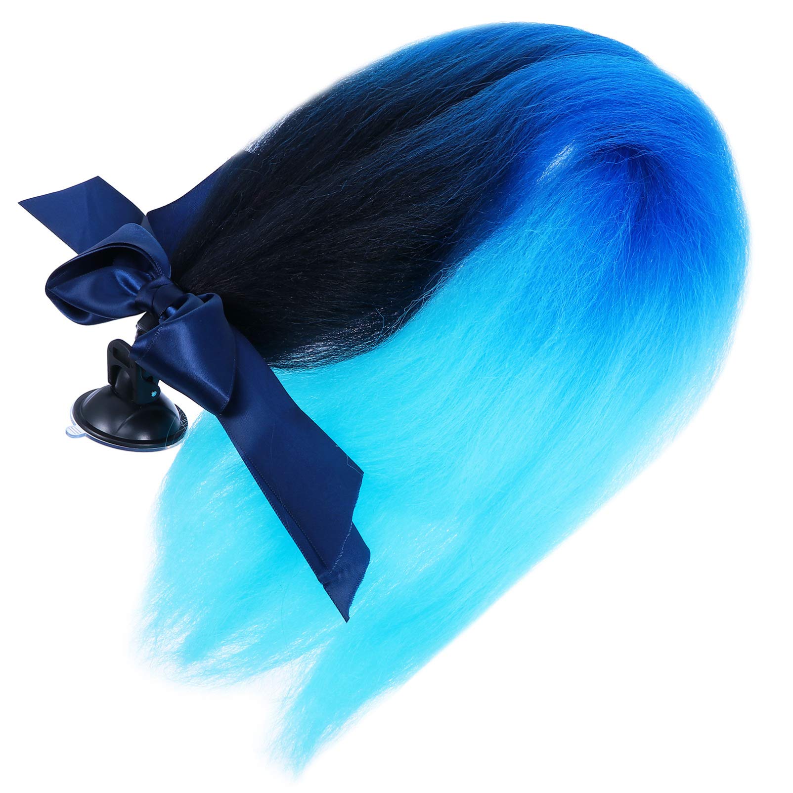VORCOOL Motorcycle Helmet Hair Pigtails - Black & Yellow Ponytail Wigs with Suction Cup for Bike Helmets | Perfect for Motorcycle Riders, Cosplay & Costume Parties