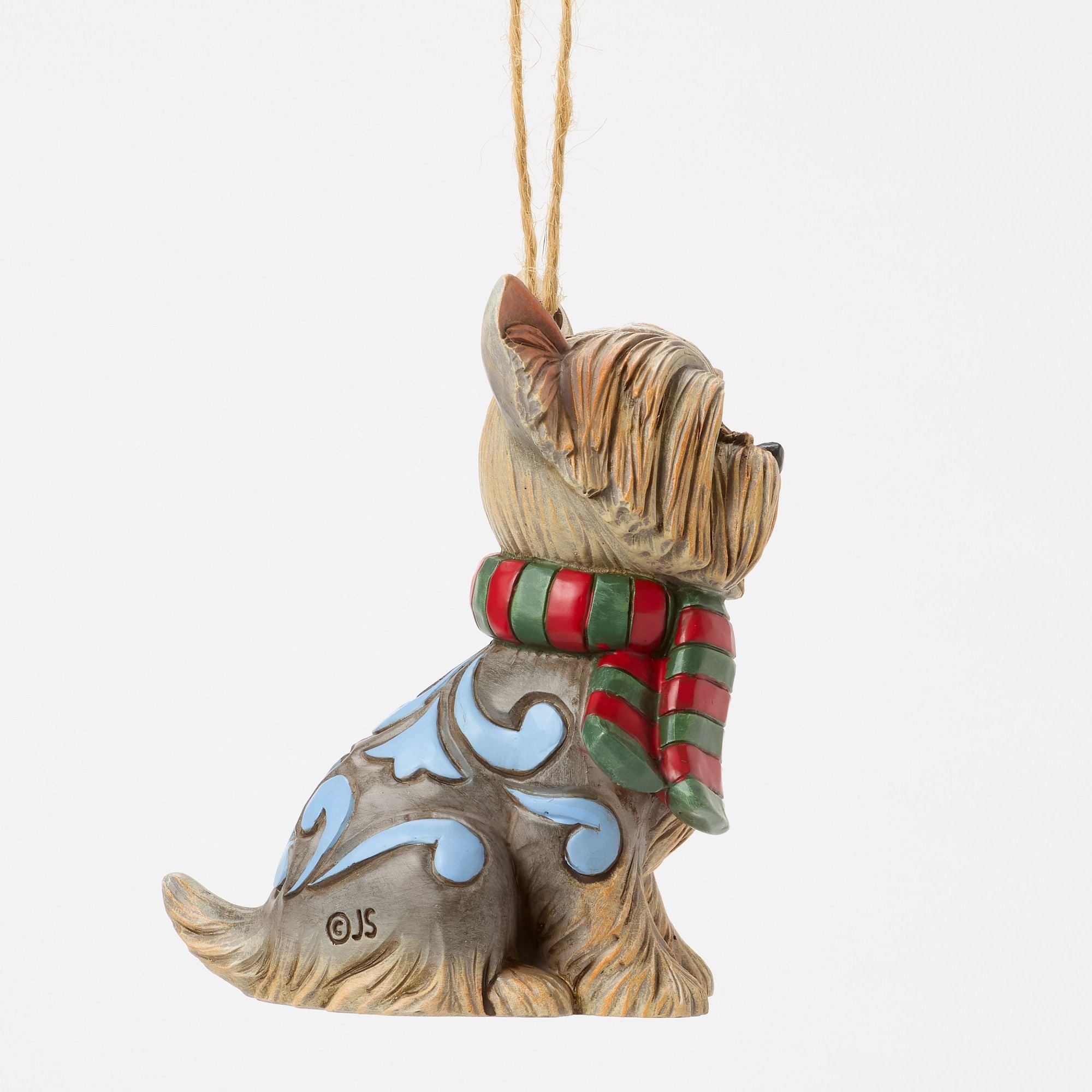 Christmas Dog Yorkie Ornament - Handmade Ceramic Holiday Decoration for Tree, Gift & Home Decor - Perfect for Pet Lovers & Christmas Celebrations