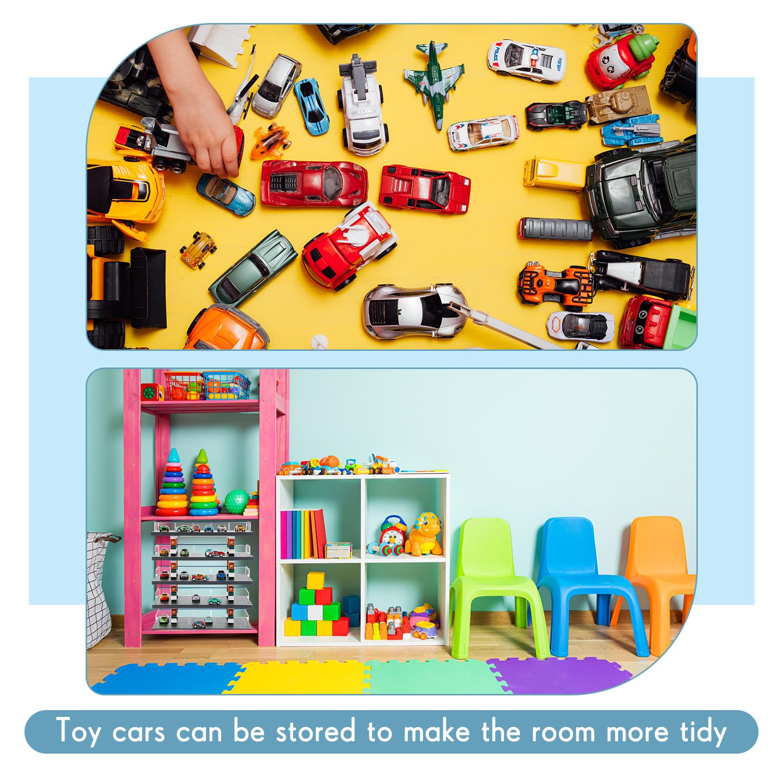 1/64 Scale Hot Wheels Diecast Car Display Case - 5-Tier Shelf Holds 30 Toy Cars for Model Car Collection | Perfect for Diorama Scenes, Parking Lot Displays & Garage Storage