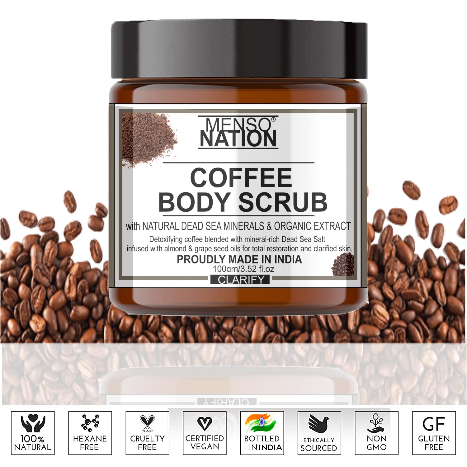 **Mensonation Coffee Scrub – Exfoliating & Brightening Face & Body Scrub for Dark Spots, Dead Skin, Blemishes – Nourishing & Moisturizing Skin Care Treatment – 100g (3-Pack) – Perfect for Daily Exfoliation & Glowing Skin**