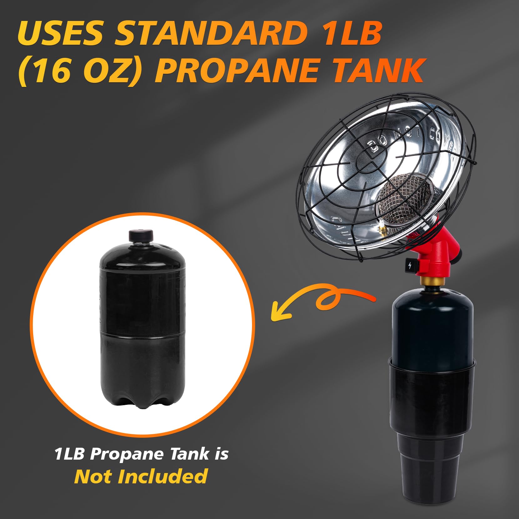 6500-BTU Portable Propane Golf Cart Heater - 2 in 1 Camping & Golf Accessories for Winter Heating (1LB Tank Not Included) - Perfect for Golf Carts, RVs, Hunting Blinds & Outdoor Adventures