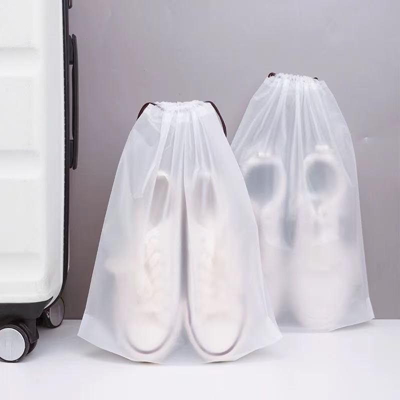 100 Pcs Clear Plastic Drawstring Shoe Bags - 16