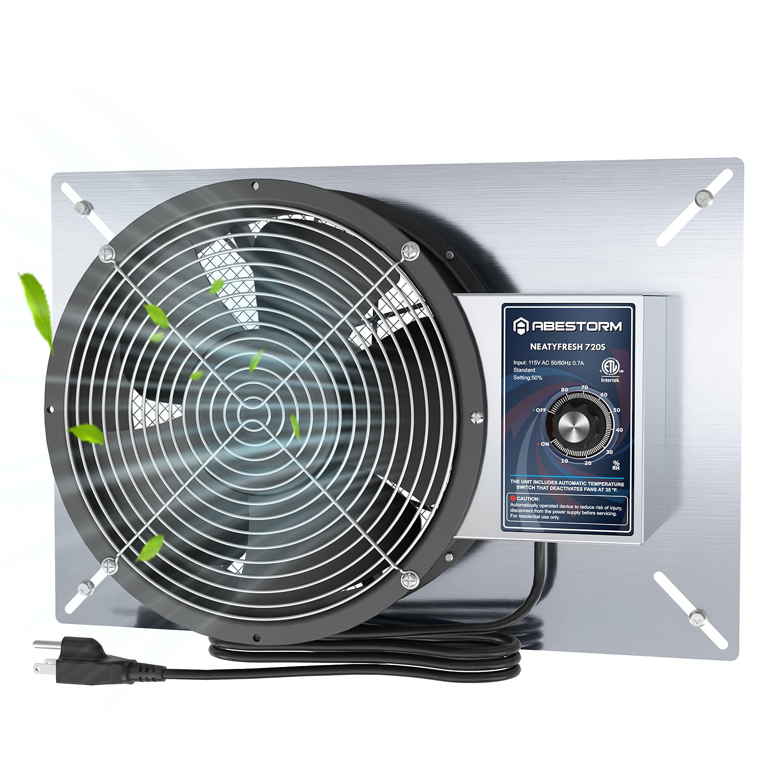 Abestorm 10-Inch 720CFM Stainless Steel Crawlspace Ventilation Fan - IP55 Rated for Basements, Attics & Garages - Freeze Protection Thermostat & Dehumidistat - Ideal for Moisture Control & Air Circulation in Crawl Spaces, Basements, and Storage Areas