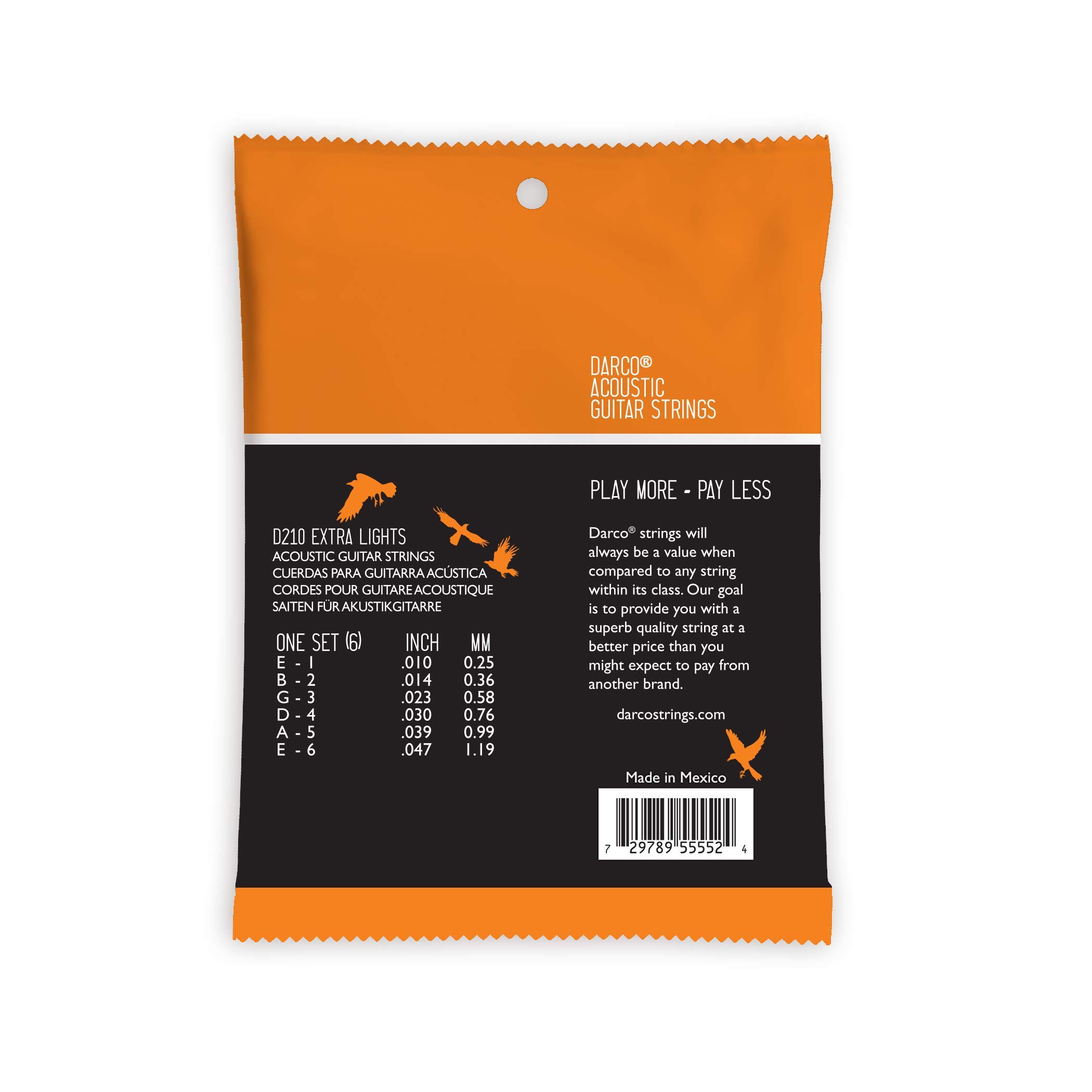 Darco Acoustic Guitar Strings 92/8 Bronze 6-String Extra Light Set - Perfect for Beginners & Fingerstyle Playing