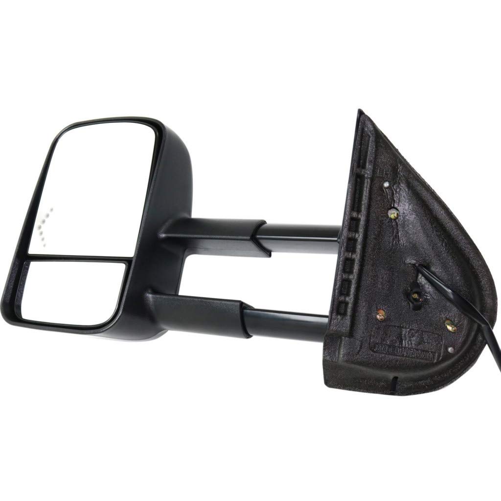 2007-2013 Chevy Avalanche Towing Mirror - Driver Side Manual Folding Power Heated Mirror with Signal Light | Textured Black Replacement for 20862098 & GM1320354 | Perfect for Towing, Off-Roading & Winter Driving