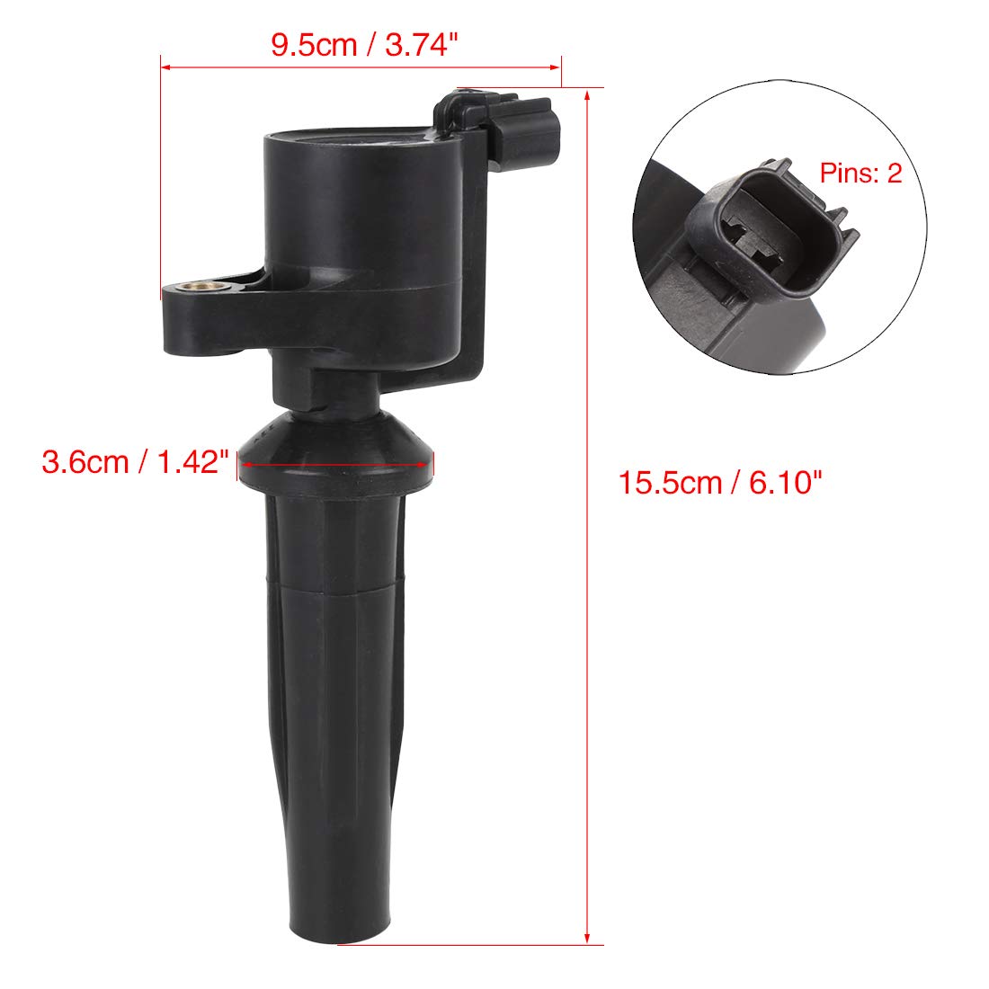 uxcell 4M5G-12A366-BC New Black Ignition Coil Compatible with Ford Escape 2.3L 2005-2008 Models - Perfect for Engine Performance & Smooth Driving