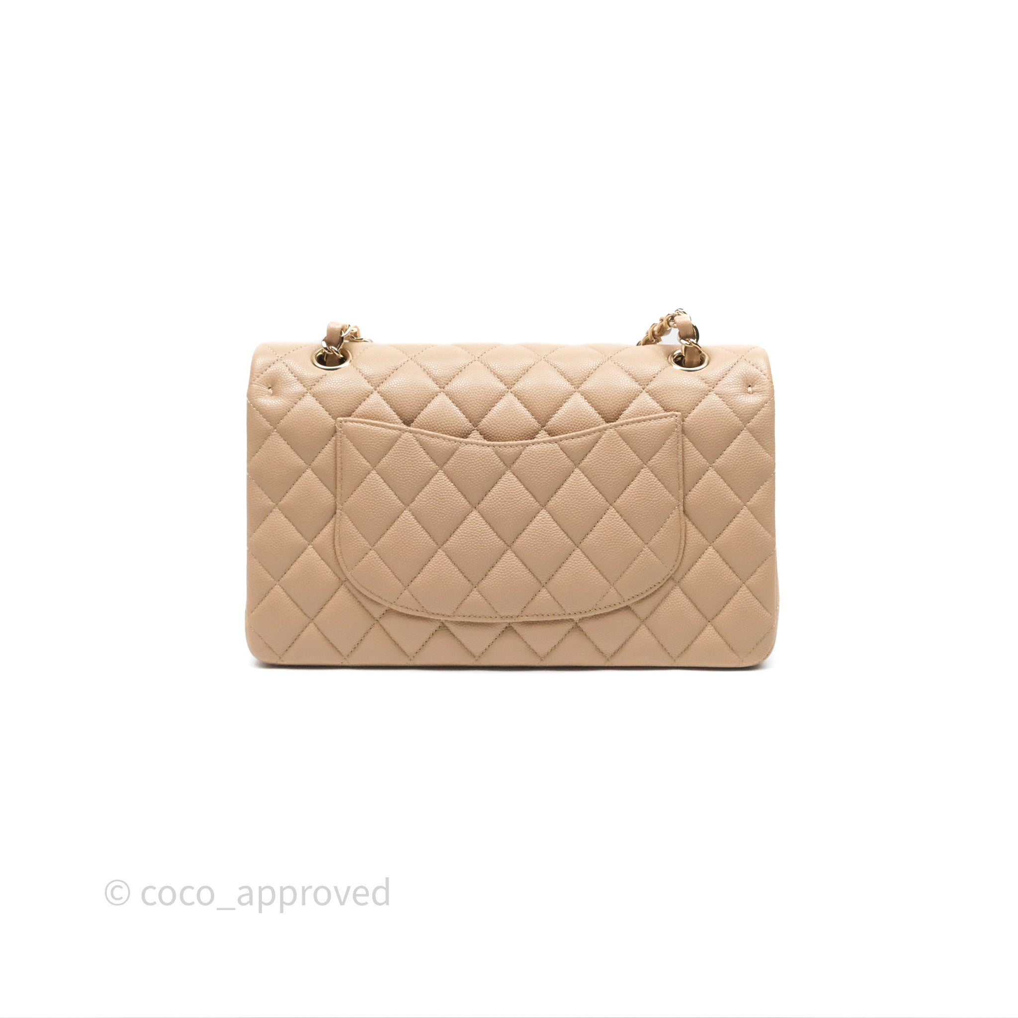 Chanel Classic Medium Double Flap Bag - Dark Beige Caviar Leather with Gold Hardware 19B | Luxury Designer Handbag for Women, Perfect for Work, Parties & Special Occasions