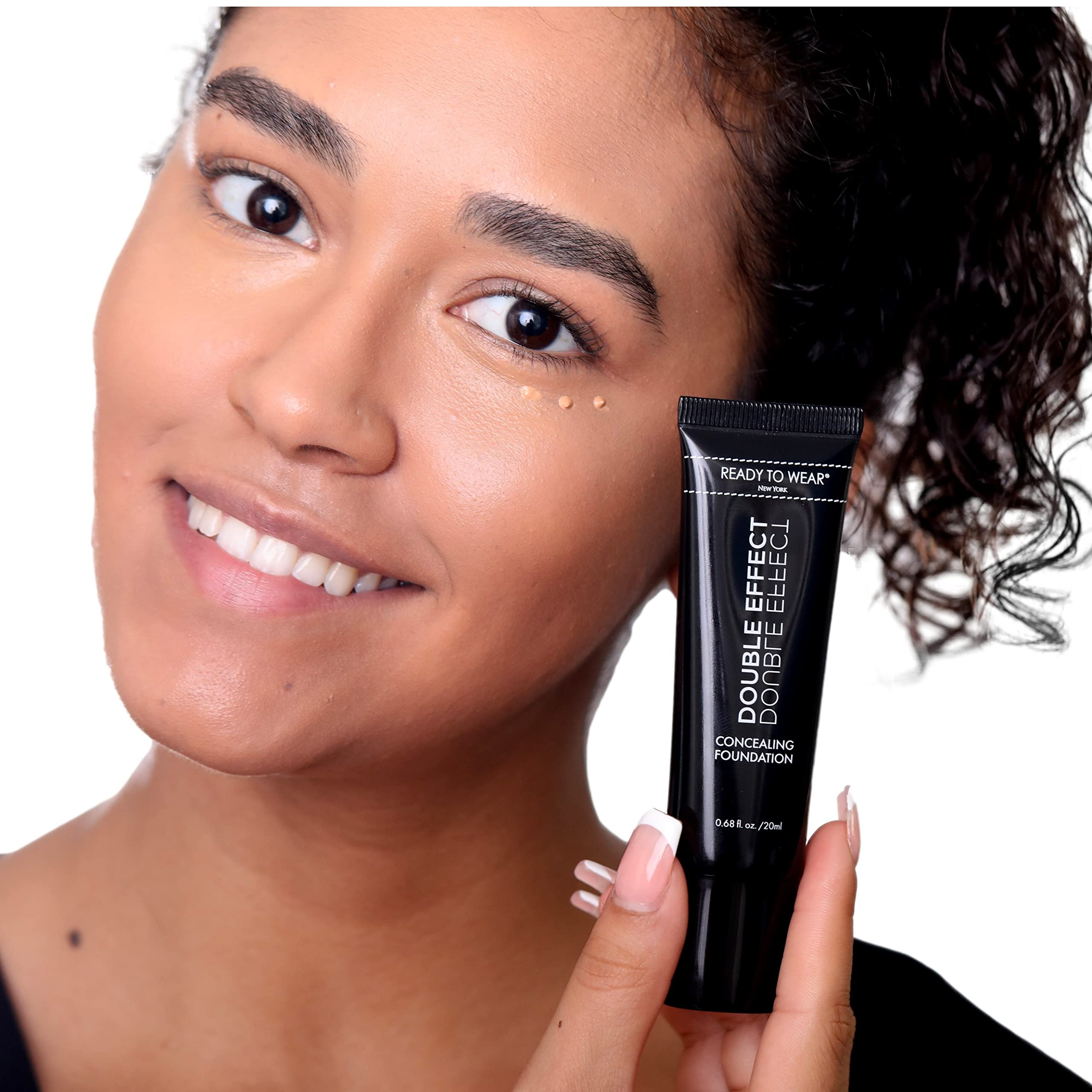 Double Effect Concealing Foundation - Made in Italy, Medium Shade with Bonus 2-Sided Brush | Full Coverage, Long-Lasting Wear for Flawless Skin | Perfect for Daily Use, Special Occasions & Photo Shoots