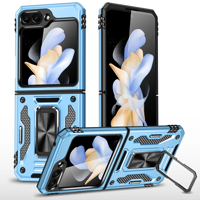 Samsung Galaxy Z Flip 6 Rugged Armor Case with Slide Window Lens - Shockproof Protective Cover for Outdoor Activities & Daily Use